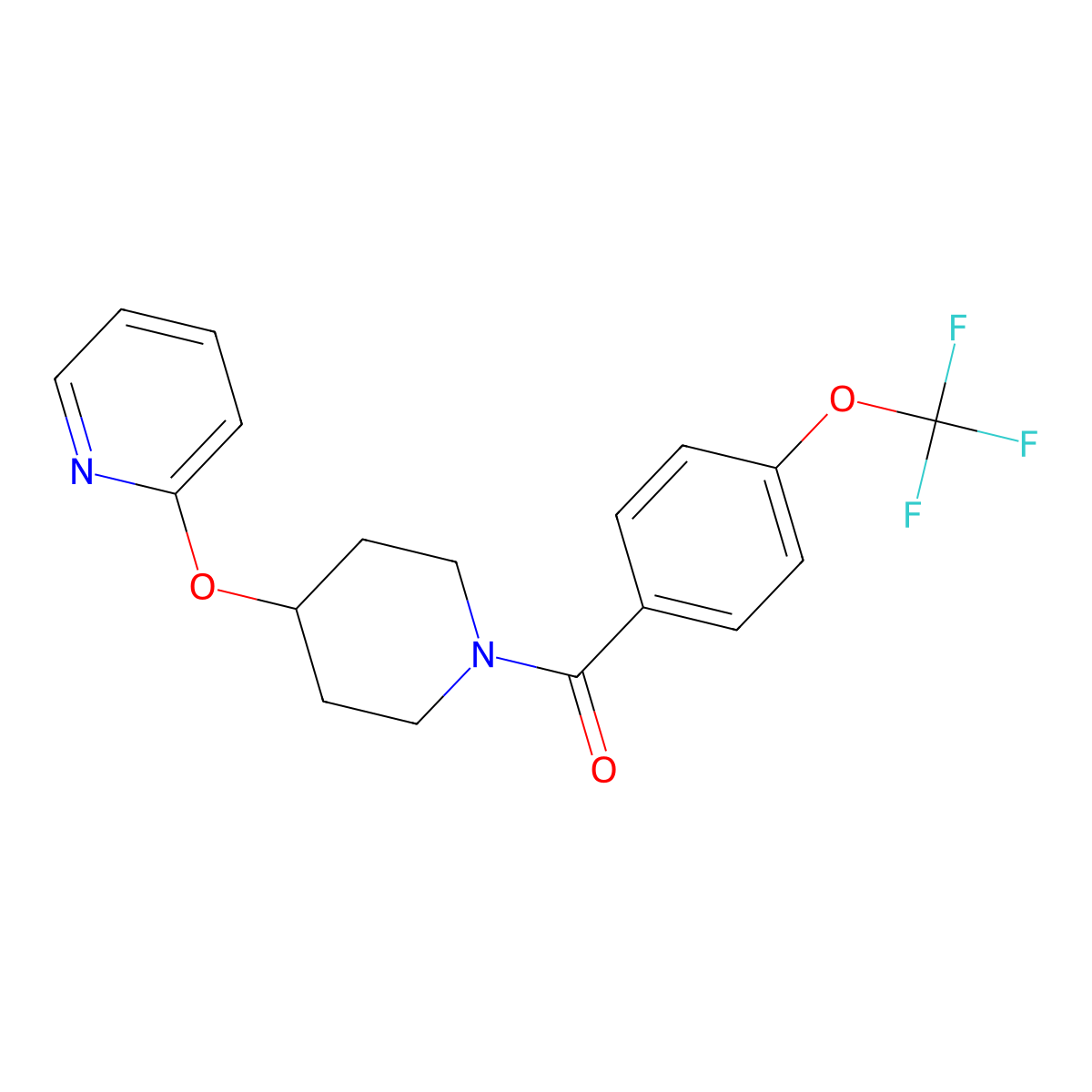 (4-(Pyridin-2-yloxy)piperidin-1-yl)(4-(trifluoromethoxy)phenyl)methanone molecular structure, CAS 1428375-42-1