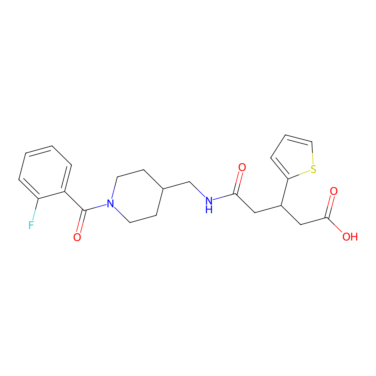 5-(((1-(2-Fluorobenzoyl)piperidin-4-yl)methyl)amino)-5-oxo-3-(thiophen-2-yl)pentanoic acid molecular structure, CAS 1428375-43-2