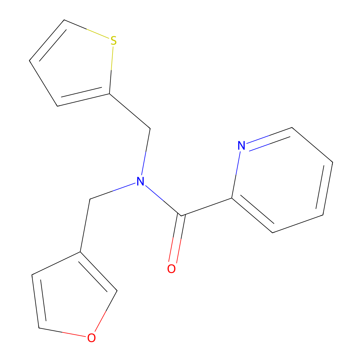 N-(furan-3-ylmethyl)-N-(thiophen-2-ylmethyl)picolinamide molecular structure, CAS 1428375-50-1