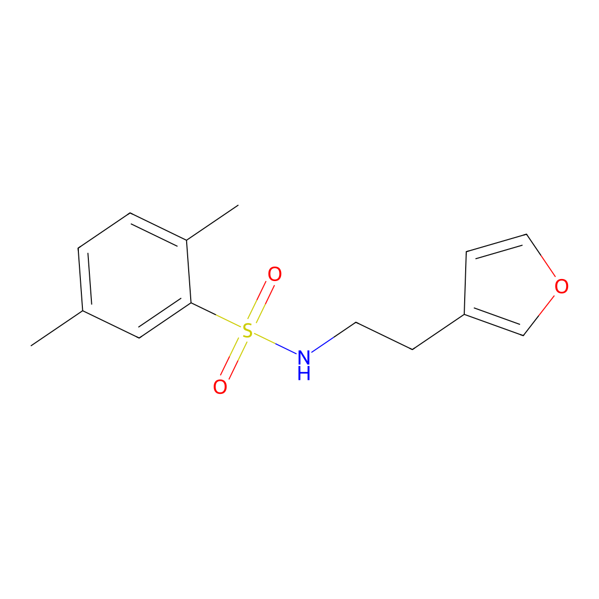 N-(2-(furan-3-yl)ethyl)-2,5-dimethylbenzenesulfonamide molecular structure, CAS 1428375-51-2