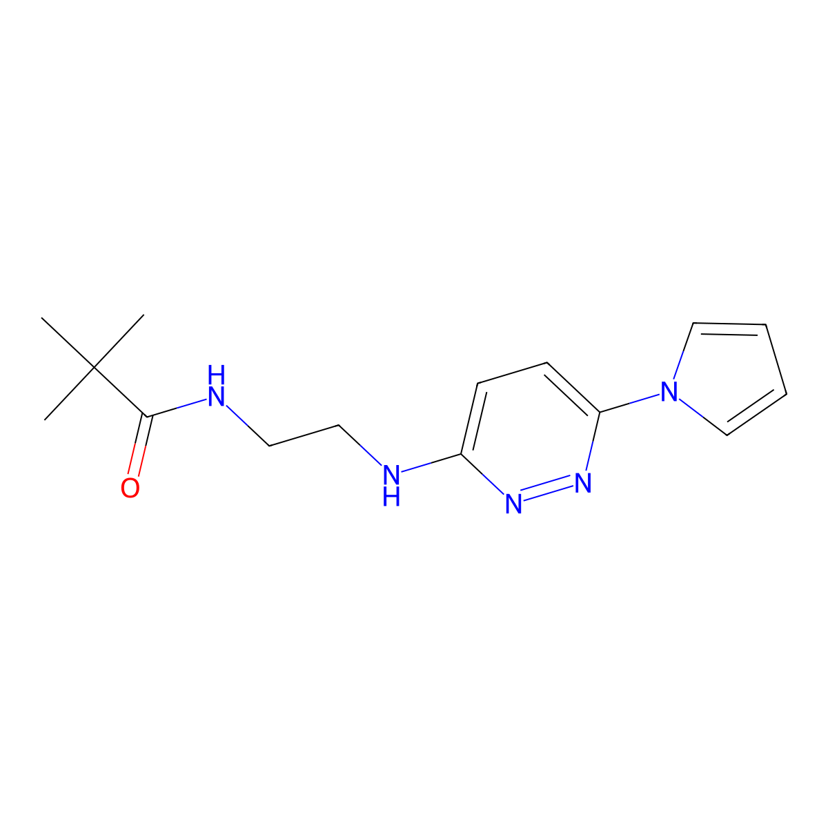 N-(2-((6-(1H-pyrrol-1-yl)pyridazin-3-yl)amino)ethyl)pivalamide molecular structure, CAS 1428375-54-5