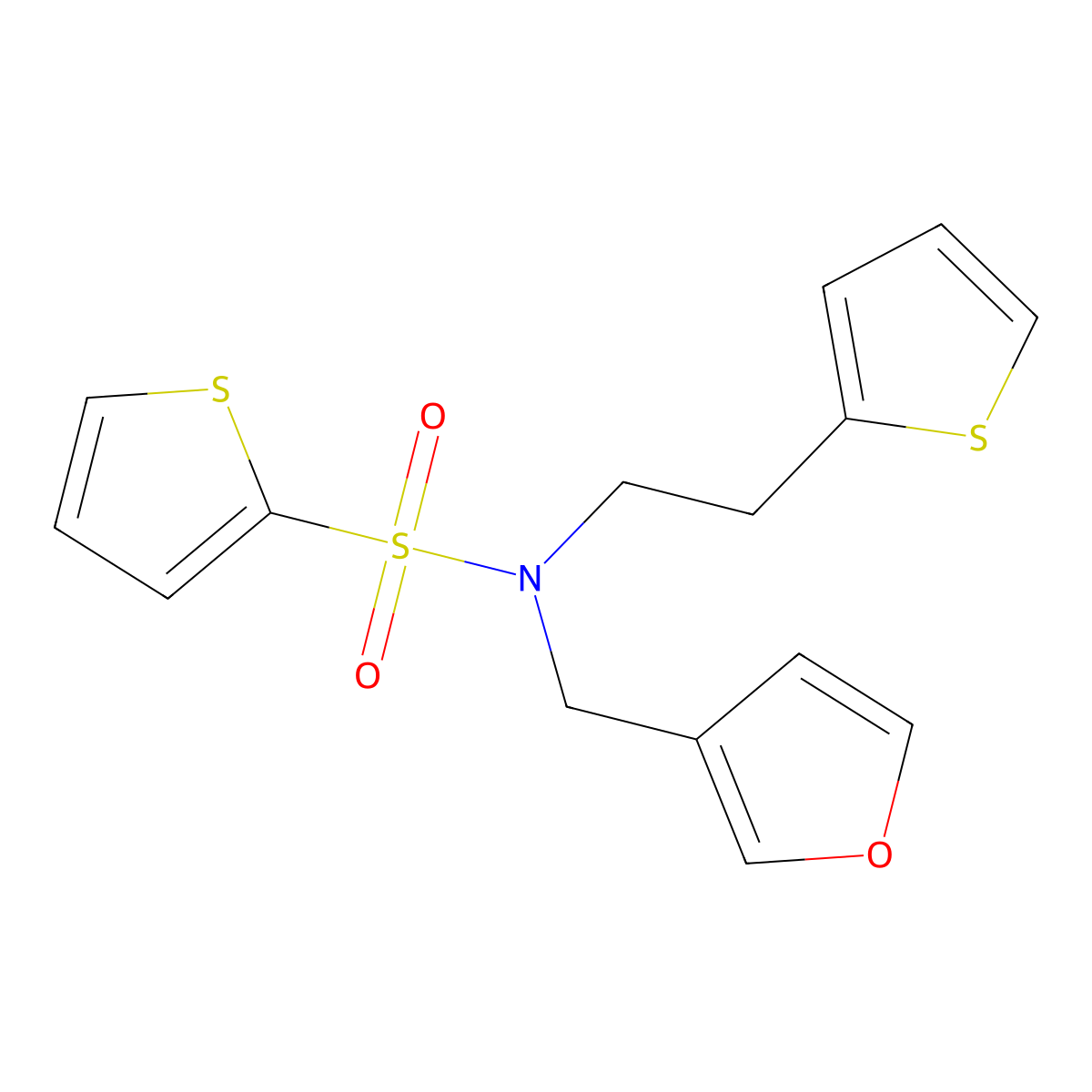 N-(furan-3-ylmethyl)-N-(2-(thiophen-2-yl)ethyl)thiophene-2-sulfonamide molecular structure, CAS 1428375-70-5