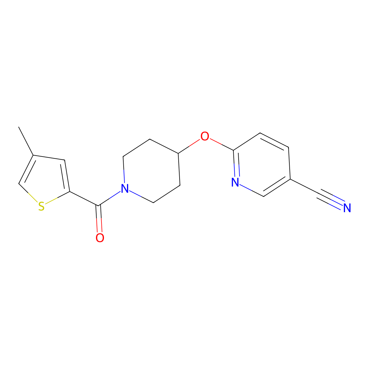 6-((1-(4-Methylthiophene-2-carbonyl)piperidin-4-yl)oxy)nicotinonitrile molecular structure, CAS 1428375-75-0