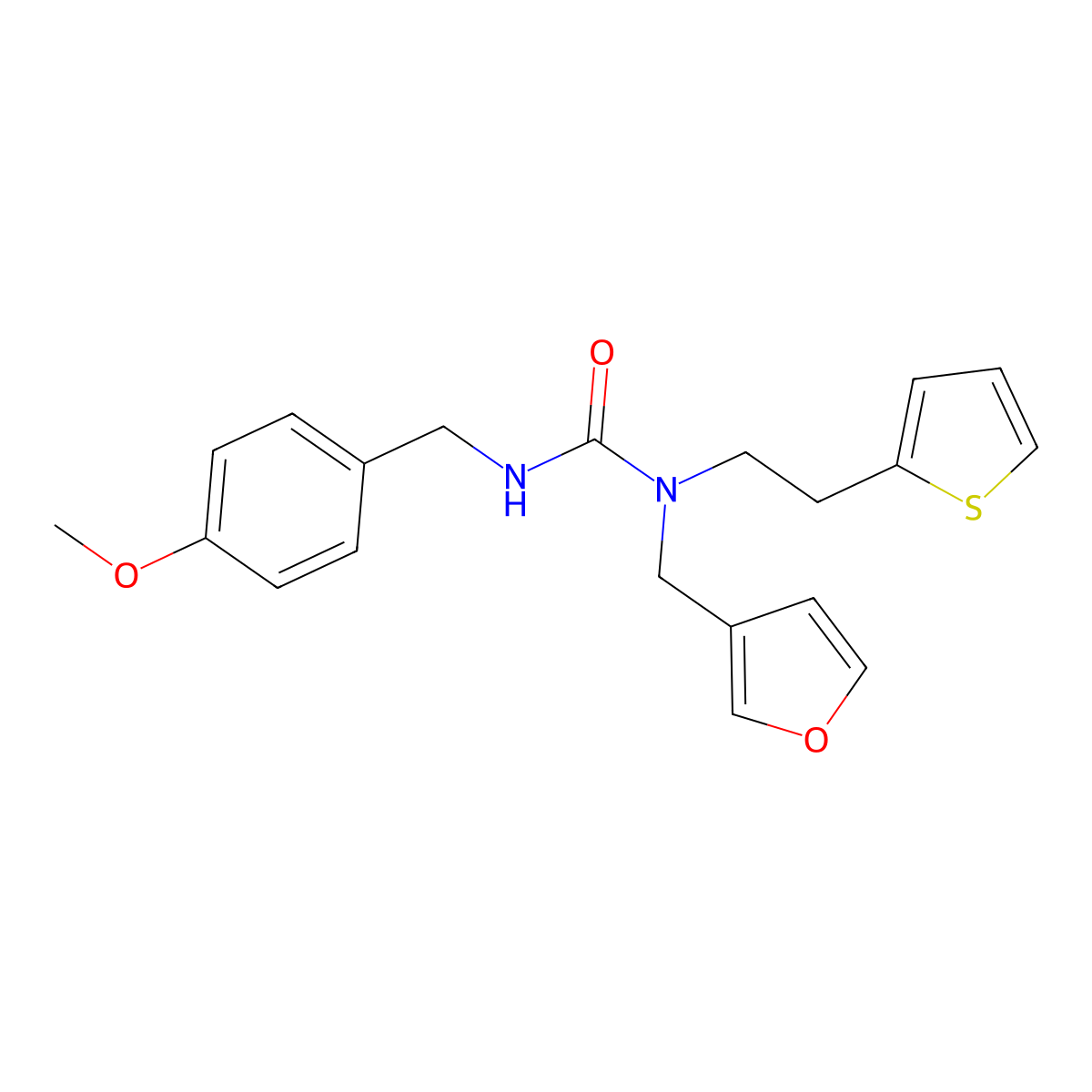 1-(Furan-3-ylmethyl)-3-(4-methoxybenzyl)-1-(2-(thiophen-2-yl)ethyl)urea molecular structure, CAS 1428375-76-1