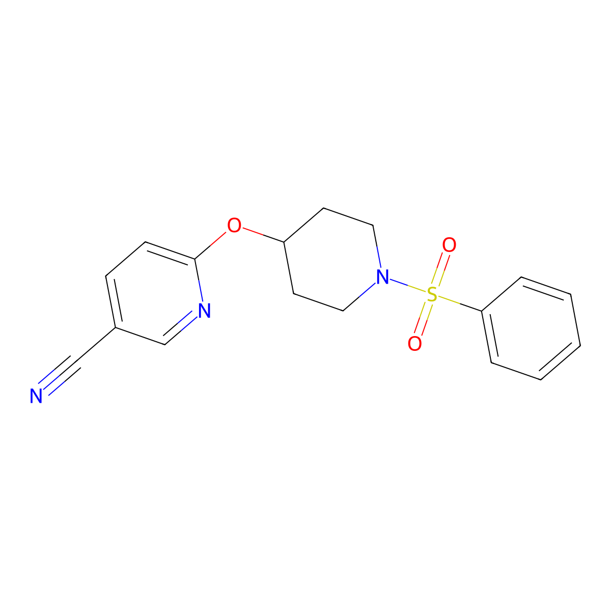 6-((1-(Phenylsulfonyl)piperidin-4-yl)oxy)nicotinonitrile molecular structure, CAS 1428375-79-4