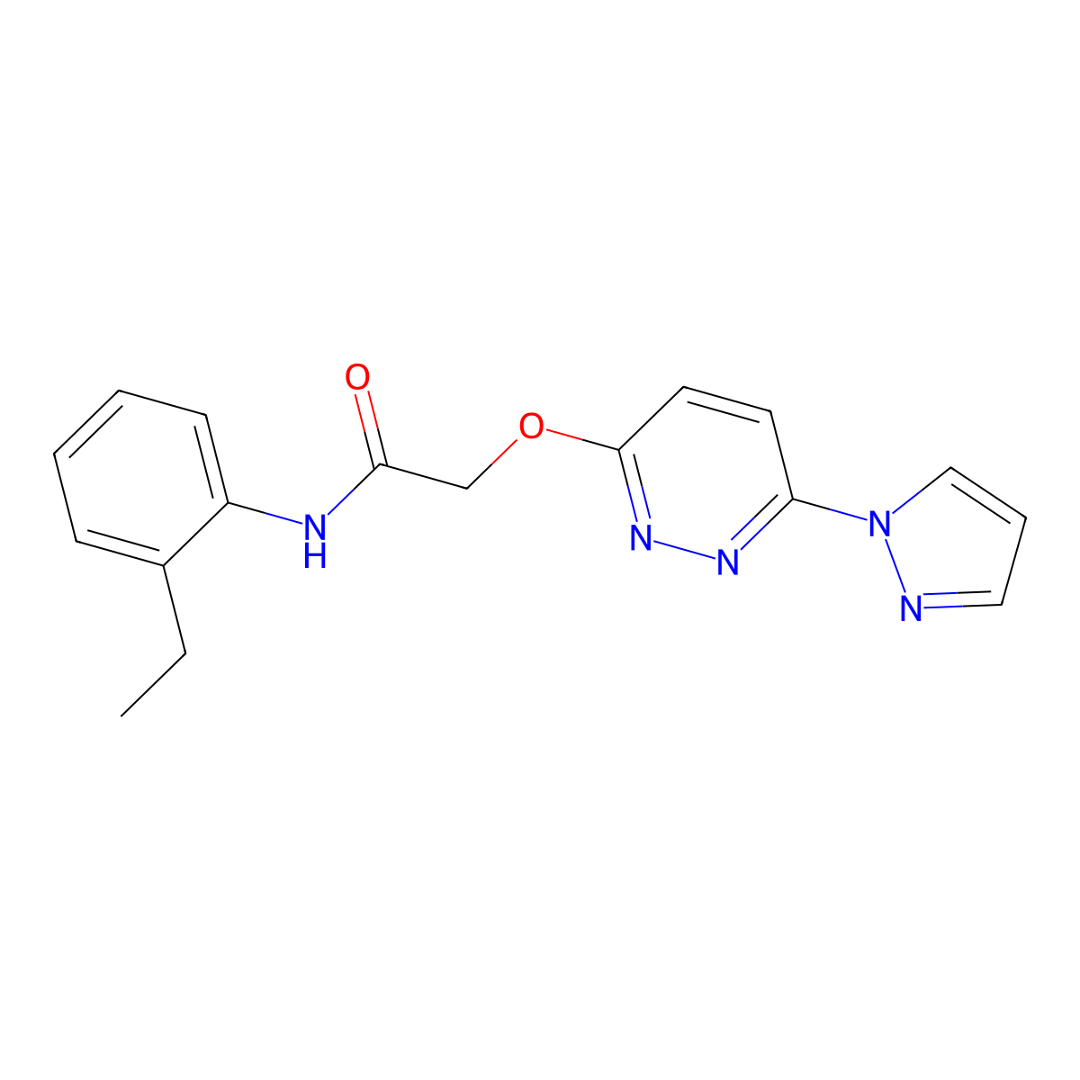 2-((6-(1H-pyrazol-1-yl)pyridazin-3-yl)oxy)-N-(2-ethylphenyl)acetamide molecular structure, CAS 1428375-81-8