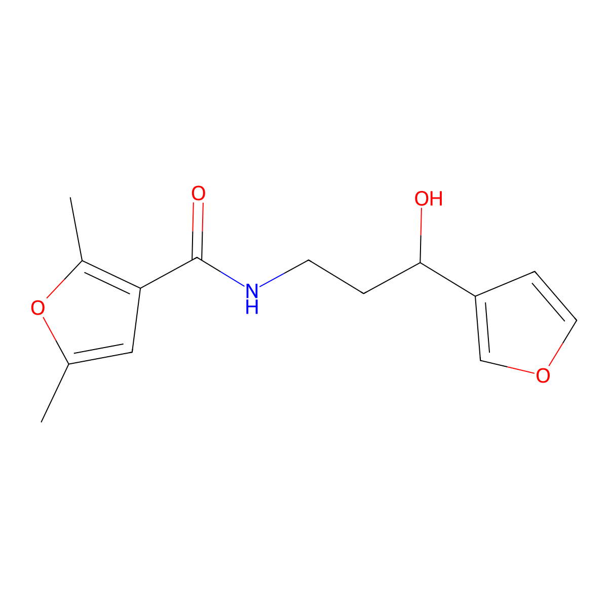 N-[3-(Furan-3-YL)-3-hydroxypropyl]-2,5-dimethylfuran-3-carboxamide molecular structure, CAS 1428375-82-9