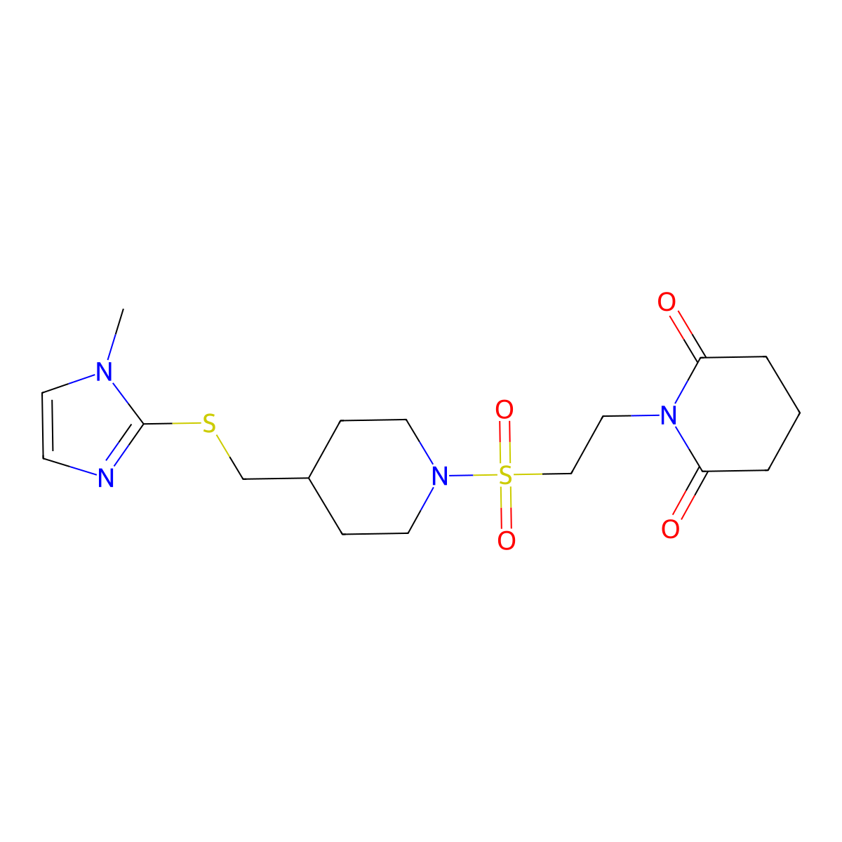 1-(2-((4-(((1-methyl-1H-imidazol-2-yl)thio)methyl)piperidin-1-yl)sulfonyl)ethyl)piperidine-2,6-dione molecular structure, CAS 1428375-84-1