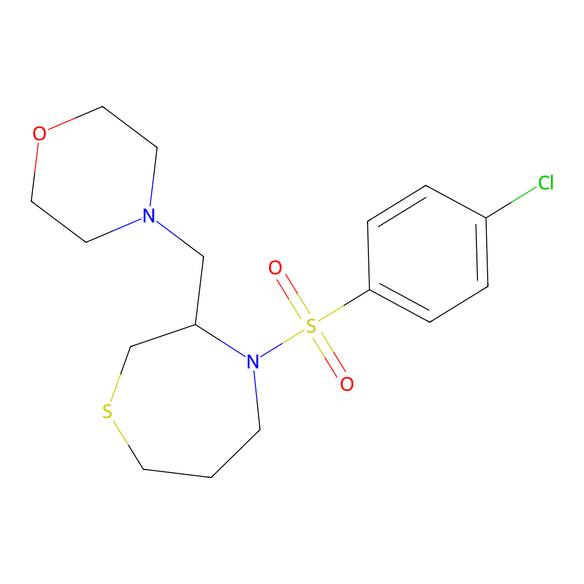 4-((4-((4-Chlorophenyl)sulfonyl)-1,4-thiazepan-3-yl)methyl)morpholine molecular structure, CAS 1428375-88-5