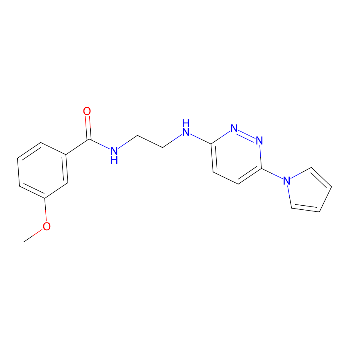 N-(2-((6-(1H-pyrrol-1-yl)pyridazin-3-yl)amino)ethyl)-3-methoxybenzamide molecular structure, CAS 1428378-00-0
