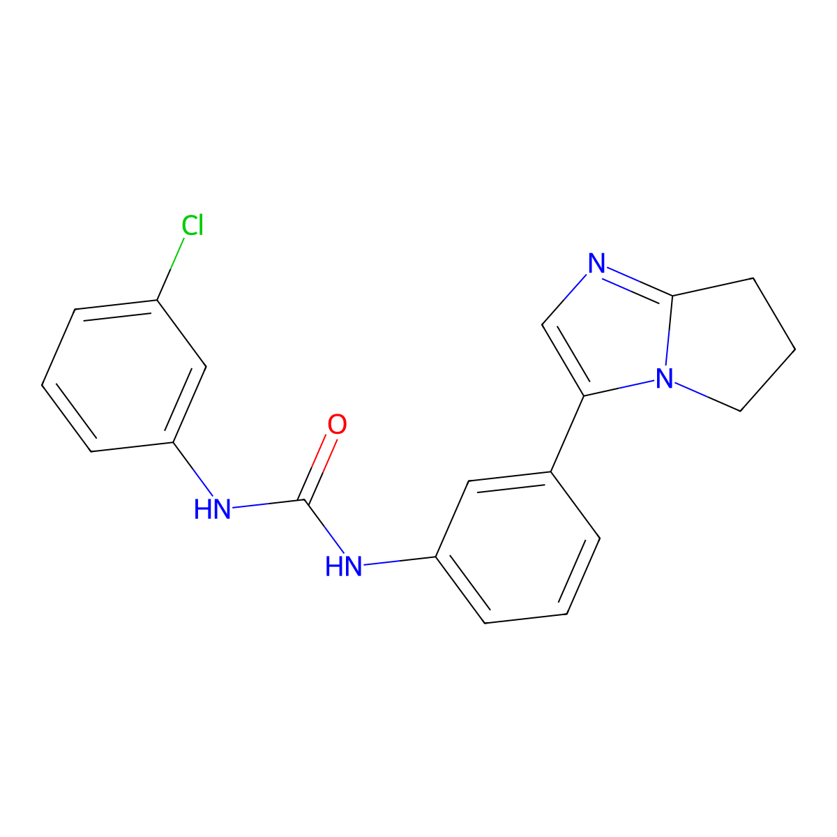 1-(3-chlorophenyl)-3-(3-(6,7-dihydro-5H-pyrrolo[1,2-a]imidazol-3-yl)phenyl)urea molecular structure, CAS 1428378-01-1