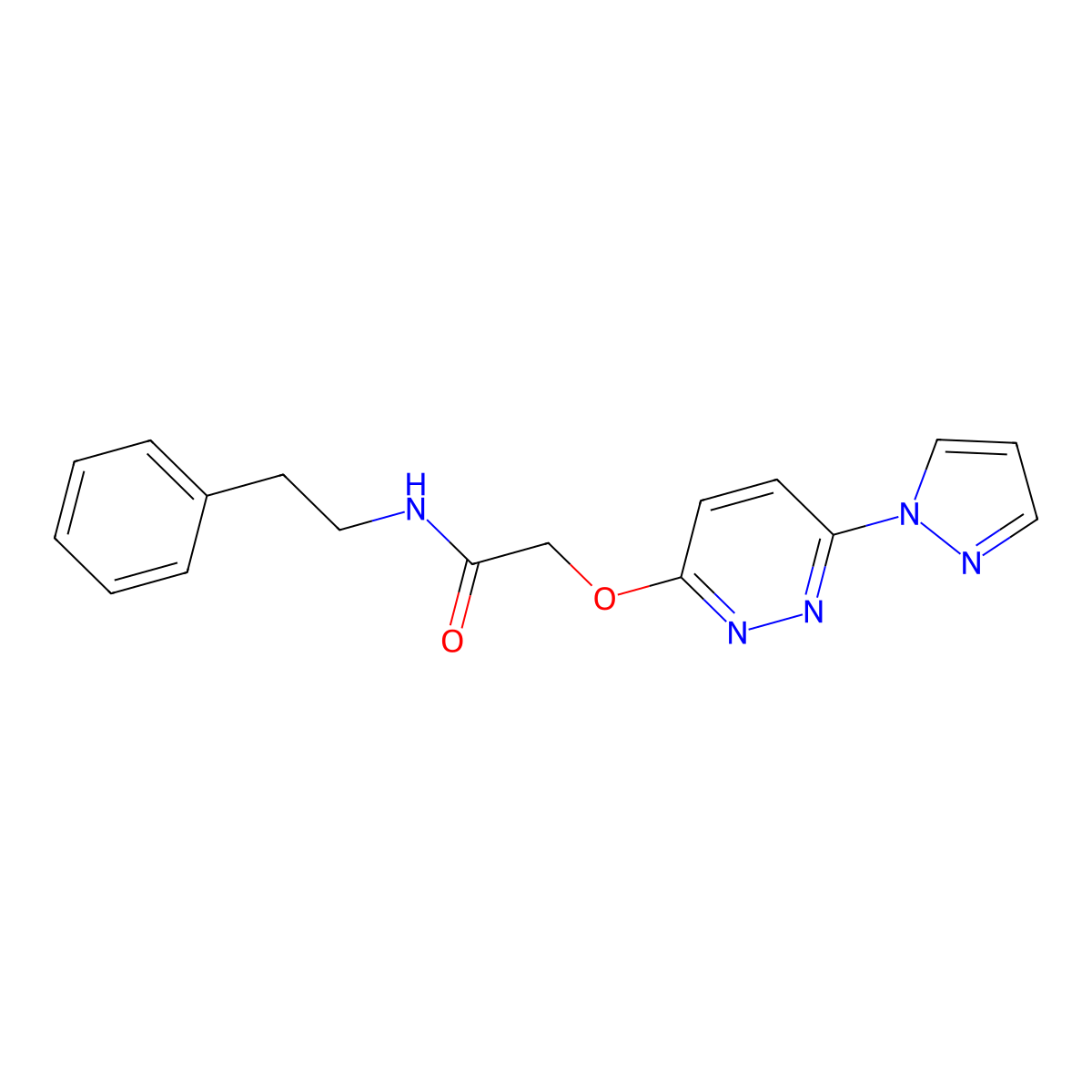 2-((6-(1H-pyrazol-1-yl)pyridazin-3-yl)oxy)-N-phenethylacetamide molecular structure, CAS 1428378-02-2