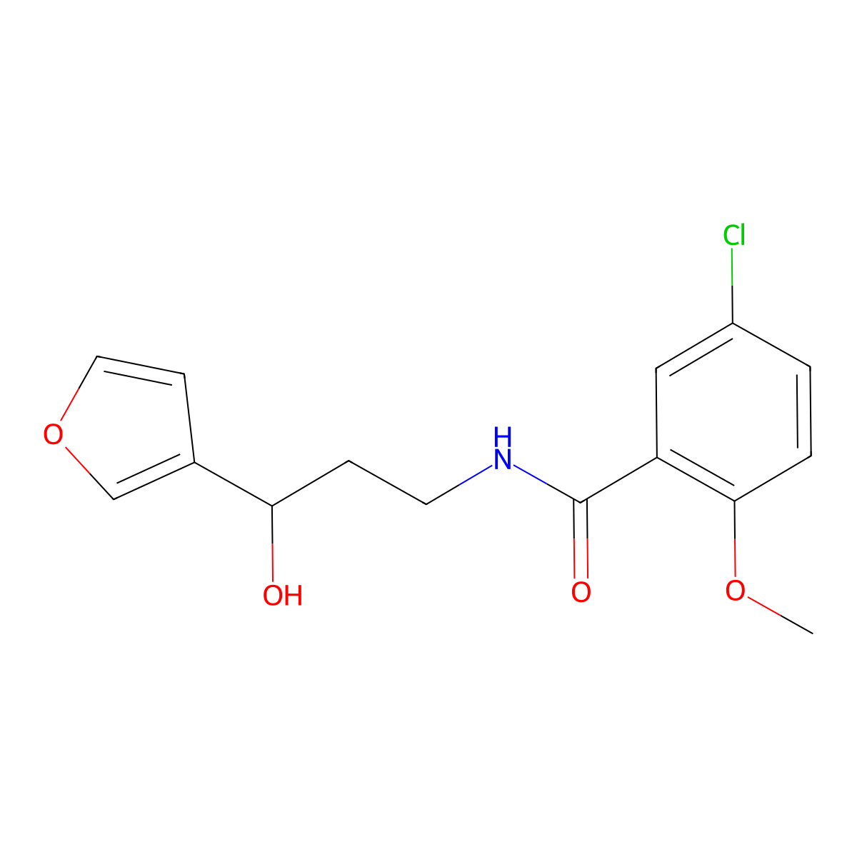 5-Chloro-N-[3-(furan-3-YL)-3-hydroxypropyl]-2-methoxybenzamide molecular structure, CAS 1428378-03-3