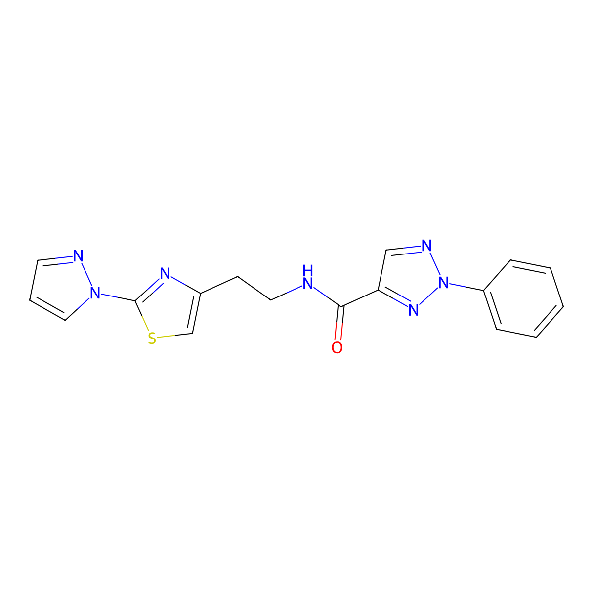 N-(2-(2-(1H-pyrazol-1-yl)thiazol-4-yl)ethyl)-2-phenyl-2H-1,2,3-triazole-4-carboxamide molecular structure, CAS 1428378-07-7