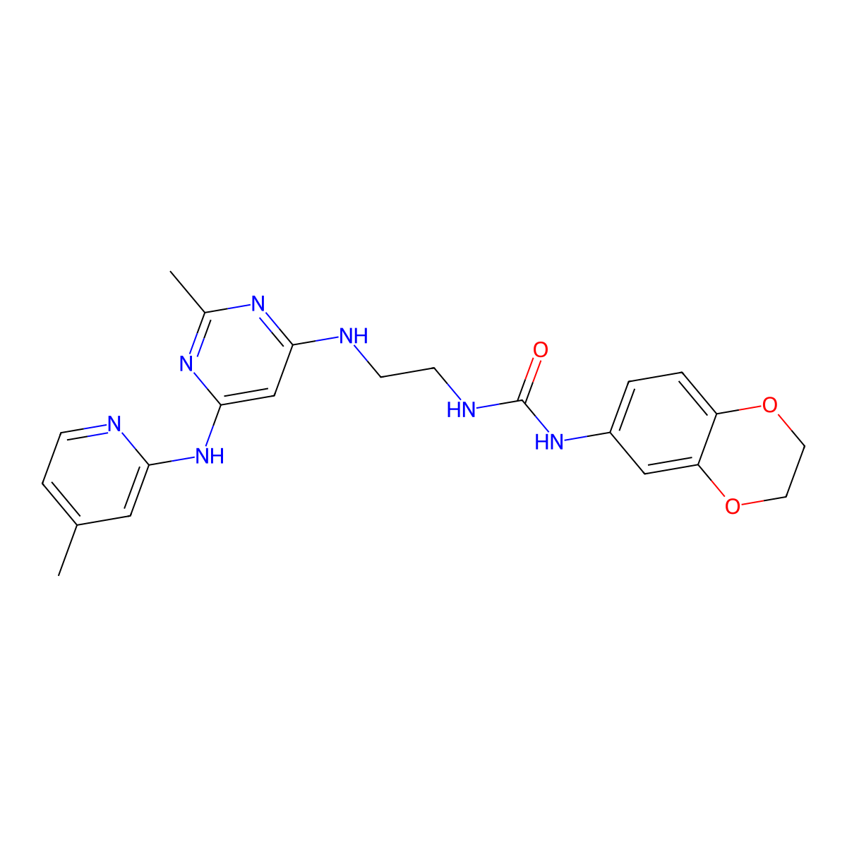1-(2,3-Dihydrobenzo[b][1,4]dioxin-6-yl)-3-(2-((2-methyl-6-((4-methylpyridin-2-yl)amino)pyrimidin-4-yl)amino)ethyl)urea molecular structure, CAS 1428378-12-4