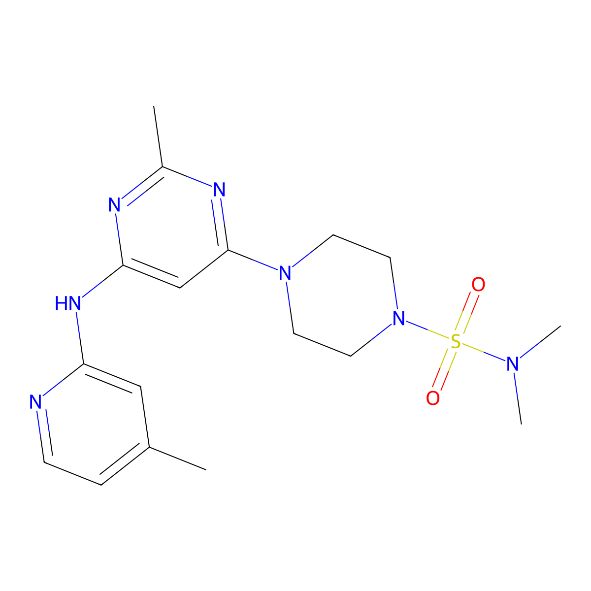 N,N-Dimethyl-4-{2-methyl-6-[(4-methylpyridin-2-YL)amino]pyrimidin-4-YL}piperazine-1-sulfonamide molecular structure, CAS 1428378-19-1