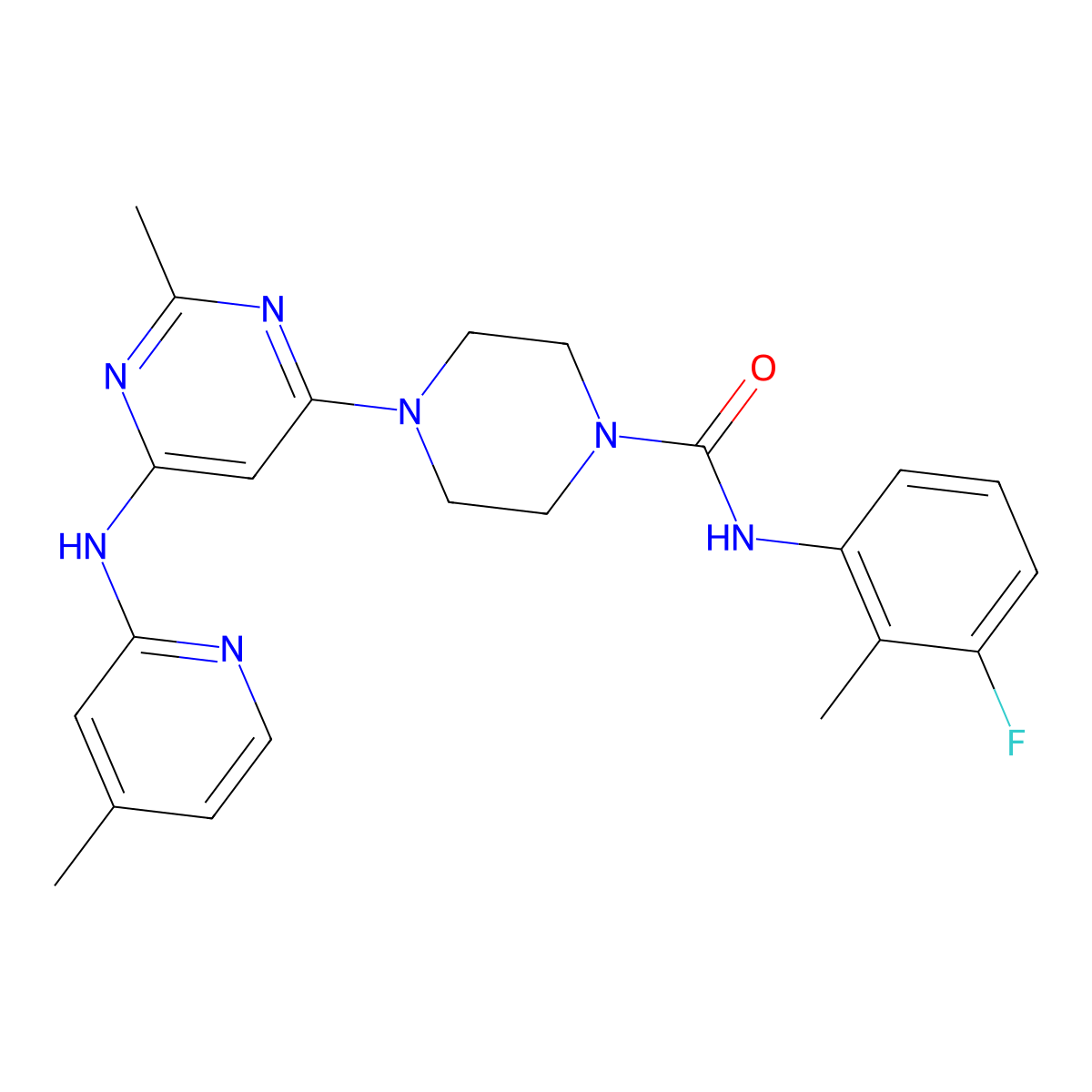 N-(3-Fluoro-2-methylphenyl)-4-{2-methyl-6-[(4-methylpyridin-2-YL)amino]pyrimidin-4-YL}piperazine-1-carboxamide molecular structure, CAS 1428378-21-5