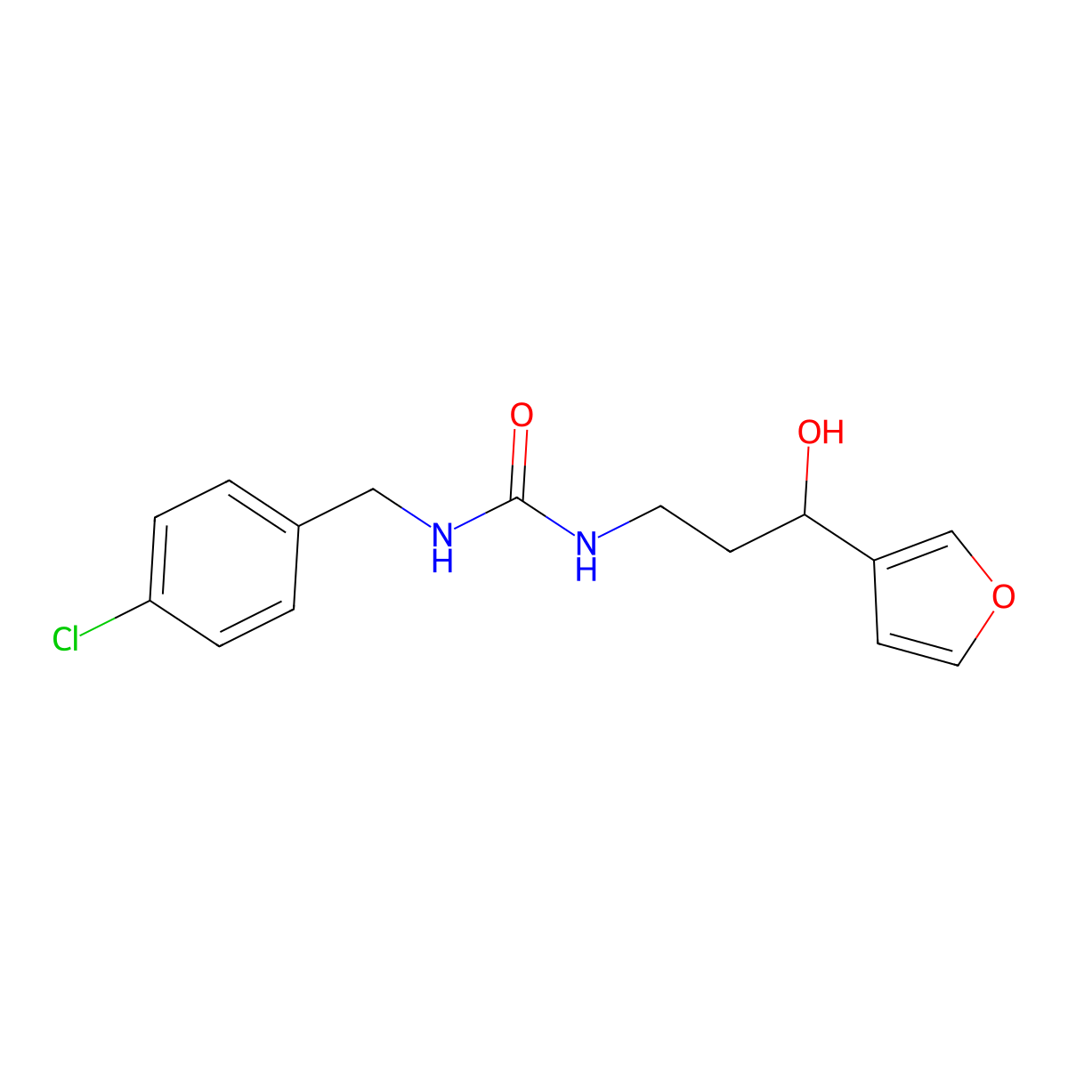 1-(4-Chlorobenzyl)-3-(3-(furan-3-yl)-3-hydroxypropyl)urea molecular structure, CAS 1428378-24-8