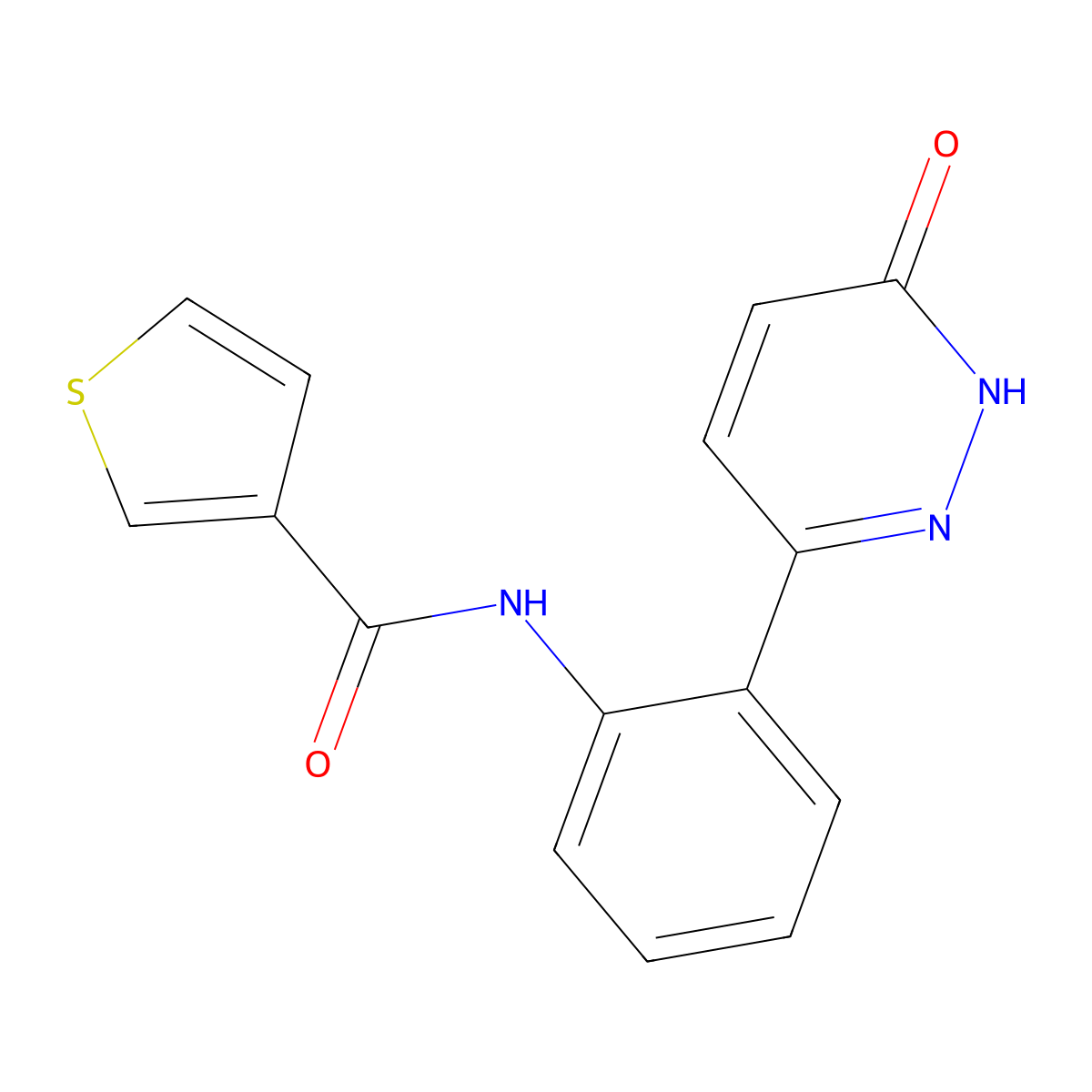N-(2-(6-oxo-1,6-dihydropyridazin-3-yl)phenyl)thiophene-3-carboxamide molecular structure, CAS 1428378-27-1
