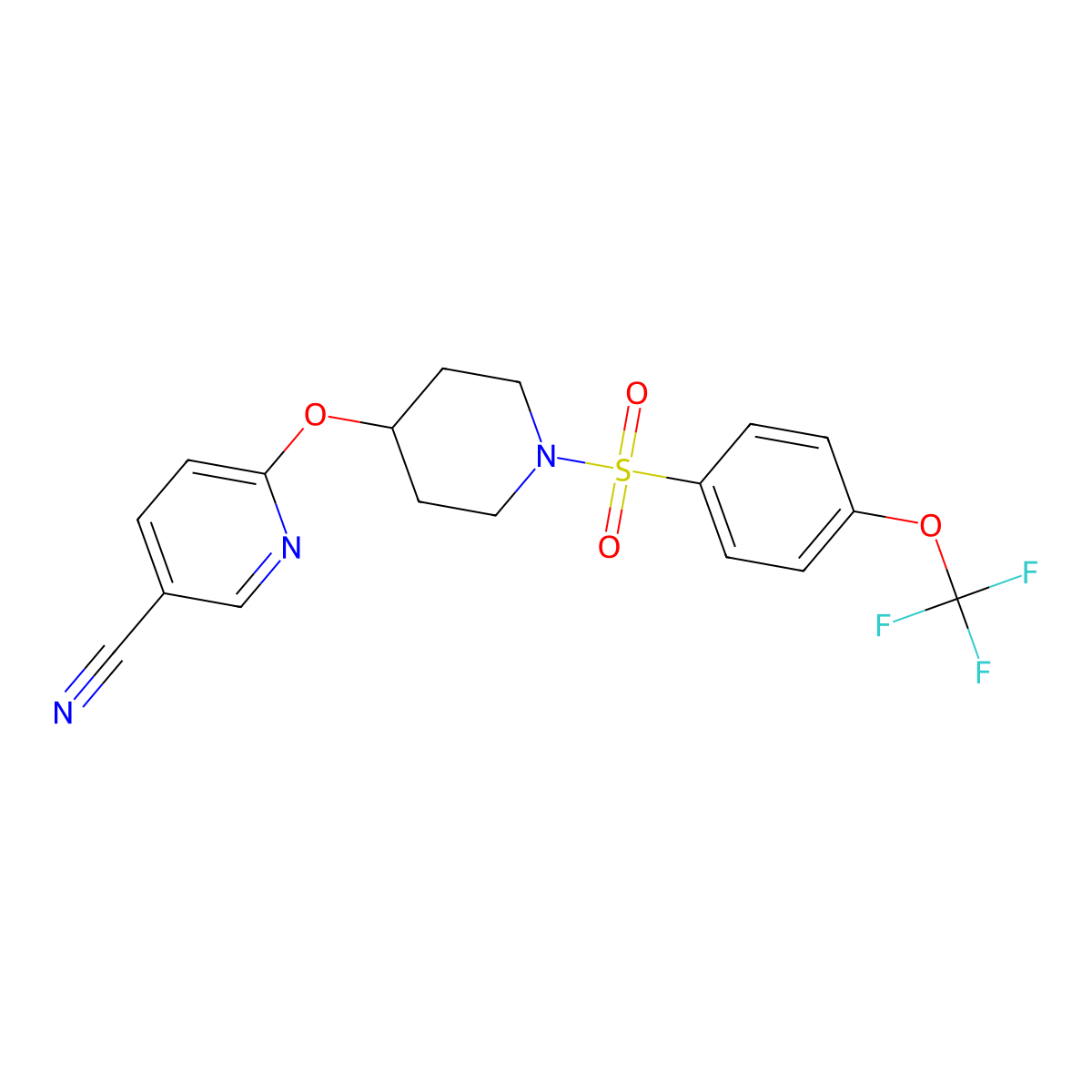 6-((1-((4-(Trifluoromethoxy)phenyl)sulfonyl)piperidin-4-yl)oxy)nicotinonitrile molecular structure, CAS 1428378-32-8