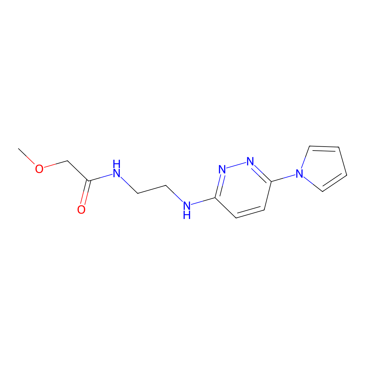 N-(2-((6-(1H-pyrrol-1-yl)pyridazin-3-yl)amino)ethyl)-2-methoxyacetamide molecular structure, CAS 1428378-35-1