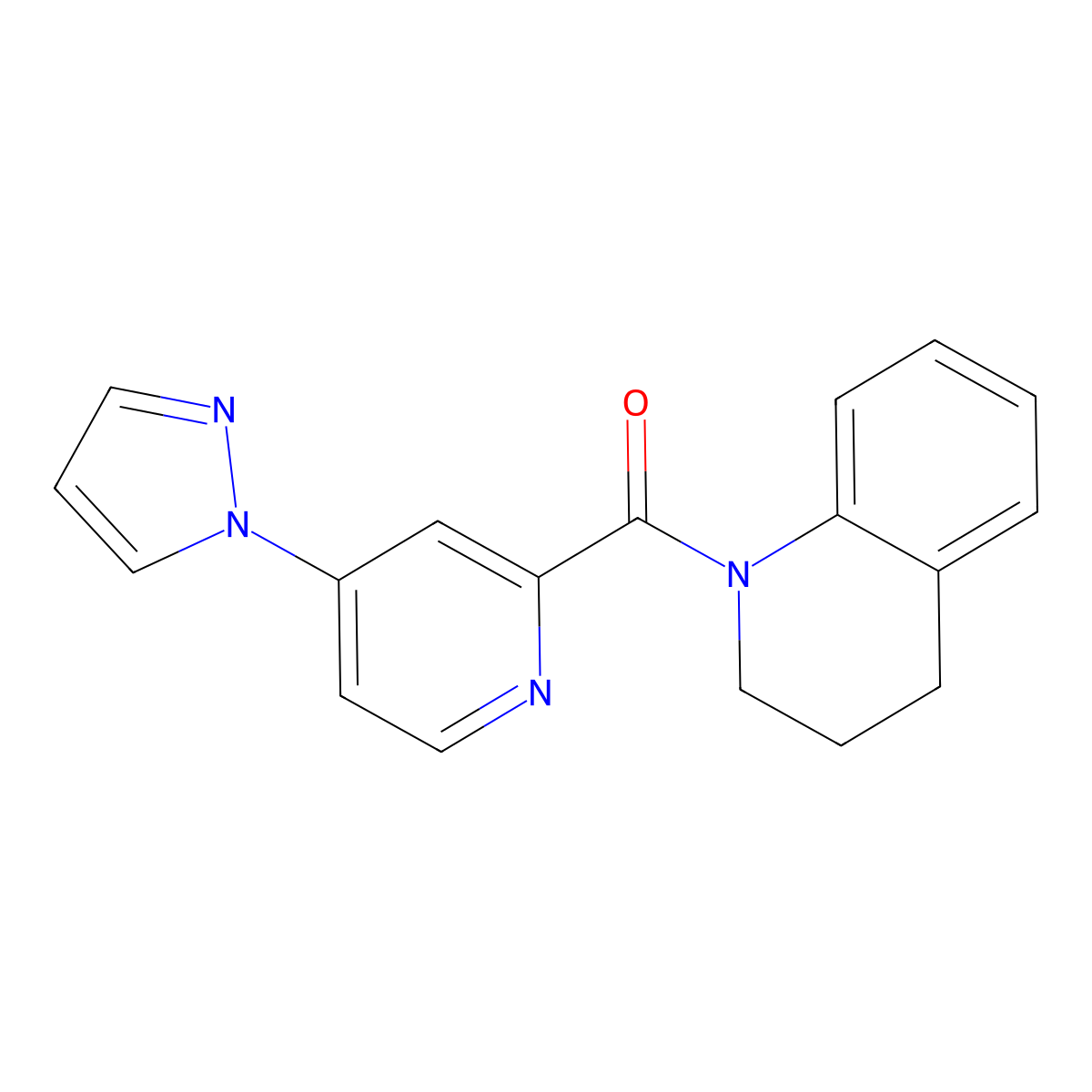 (4-(1H-pyrazol-1-yl)pyridin-2-yl)(3,4-dihydroquinolin-1(2H)-yl)methanone molecular structure, CAS 1428378-45-3