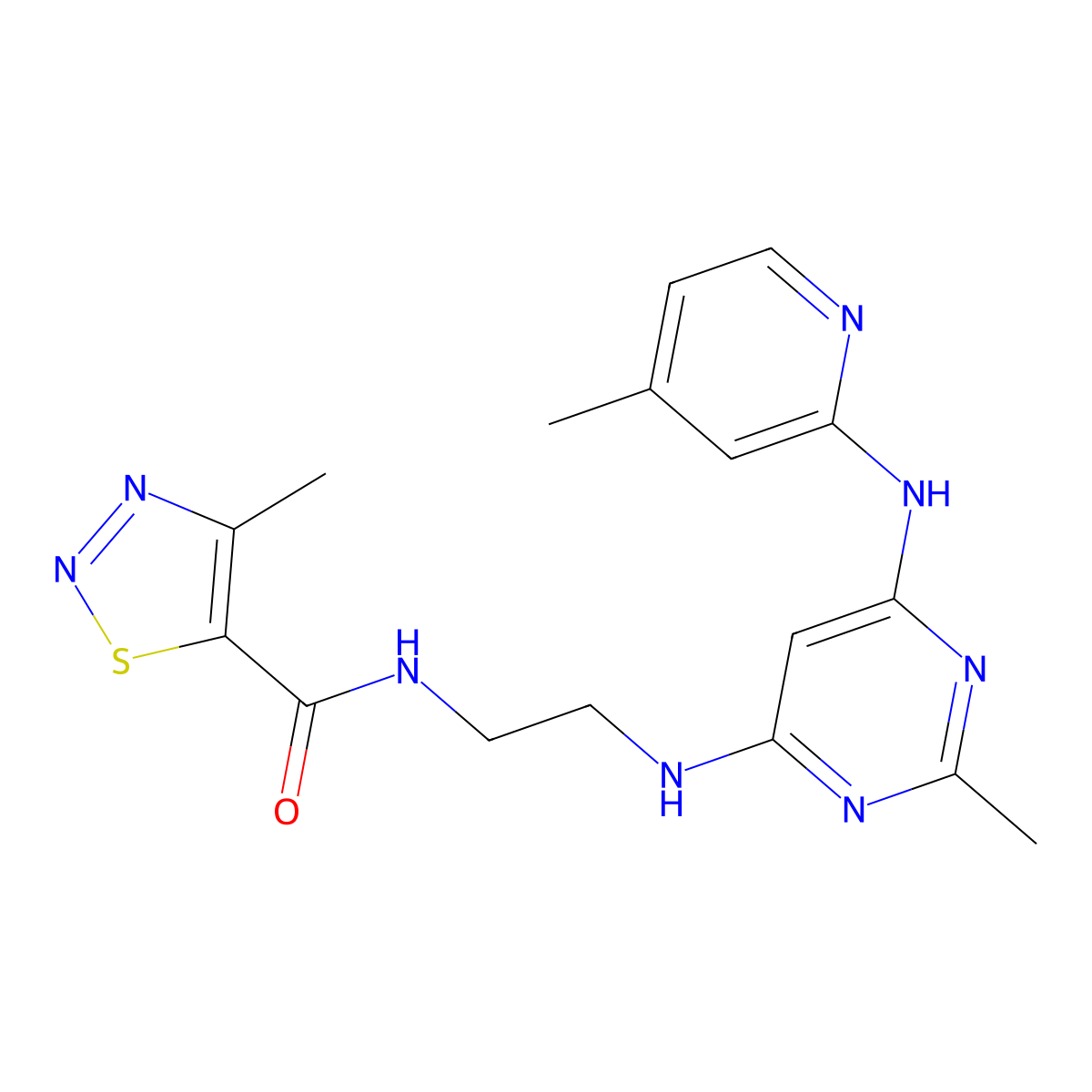 4-Methyl-N-[2-({2-methyl-6-[(4-methylpyridin-2-YL)amino]pyrimidin-4-YL}amino)ethyl]-1,2,3-thiadiazole-5-carboxamide molecular structure, CAS 1428378-50-0
