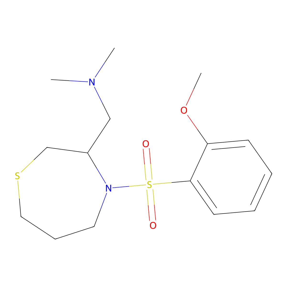 {[4-(2-Methoxybenzenesulfonyl)-1,4-thiazepan-3-YL]methyl}dimethylamine molecular structure, CAS 1428378-51-1