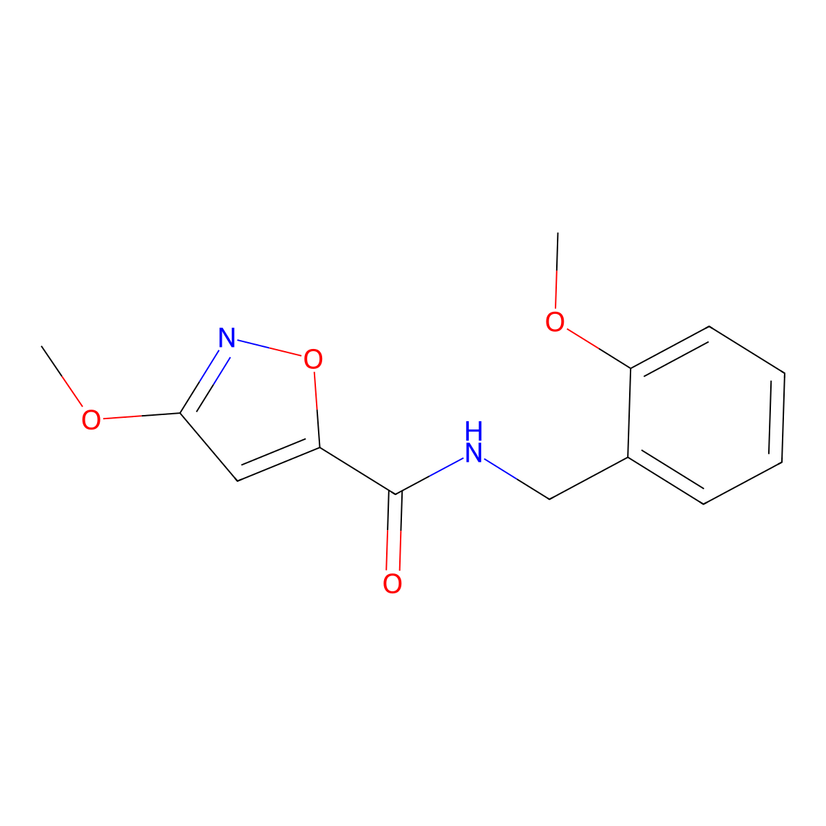 3-methoxy-N-(2-methoxybenzyl)isoxazole-5-carboxamide molecular structure, CAS 1428378-56-6