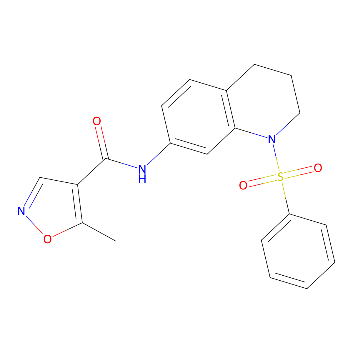 5-methyl-N-(1-(phenylsulfonyl)-1,2,3,4-tetrahydroquinolin-7-yl)isoxazole-4-carboxamide molecular structure, CAS 1428378-58-8