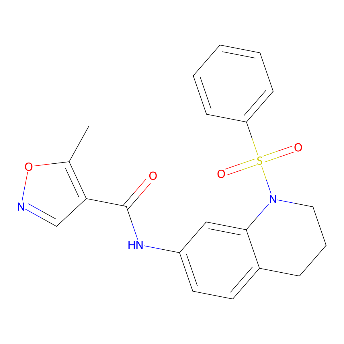 5-methyl-N-(1-(phenylsulfonyl)-1,2,3,4-tetrahydroquinolin-7-yl)isoxazole-4-carboxamide molecular structure, CAS 1428378-58-8