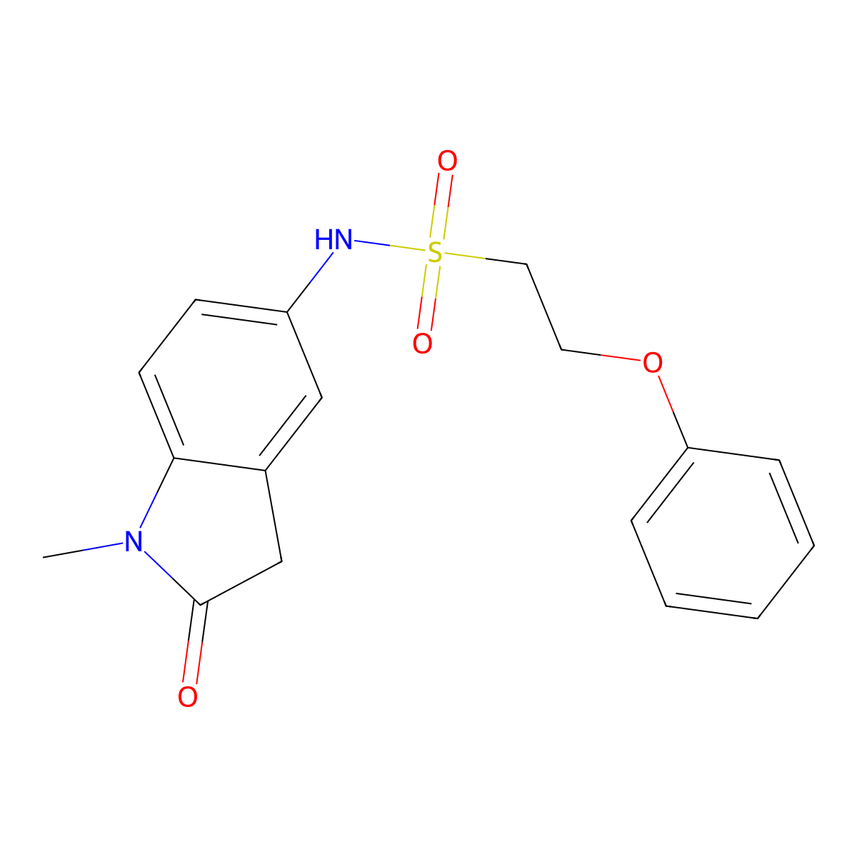 N-(1-methyl-2-oxoindolin-5-yl)-2-phenoxyethanesulfonamide molecular structure, CAS 1428378-64-6