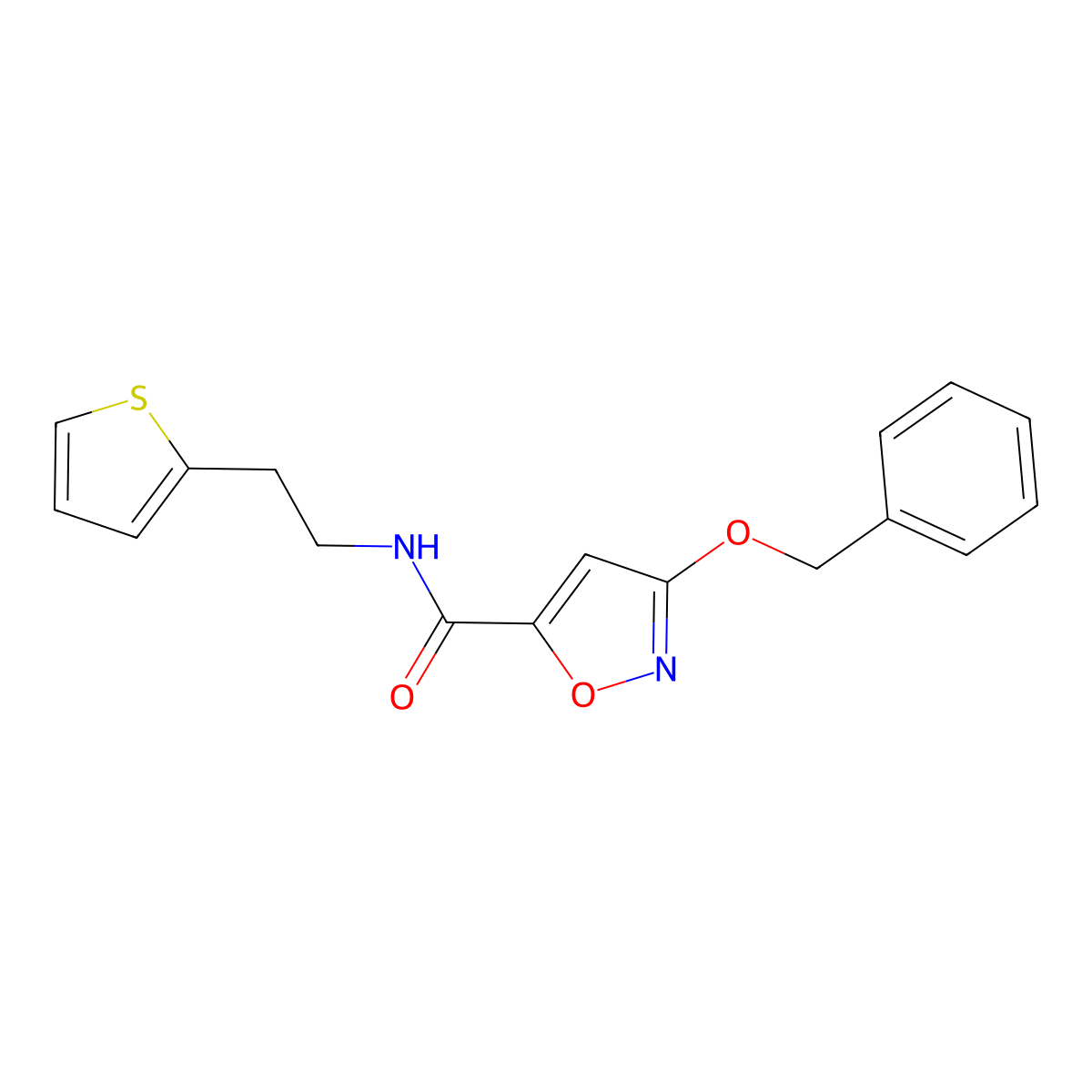 3-(benzyloxy)-N-(2-(thiophen-2-yl)ethyl)isoxazole-5-carboxamide molecular structure, CAS 1428378-69-1