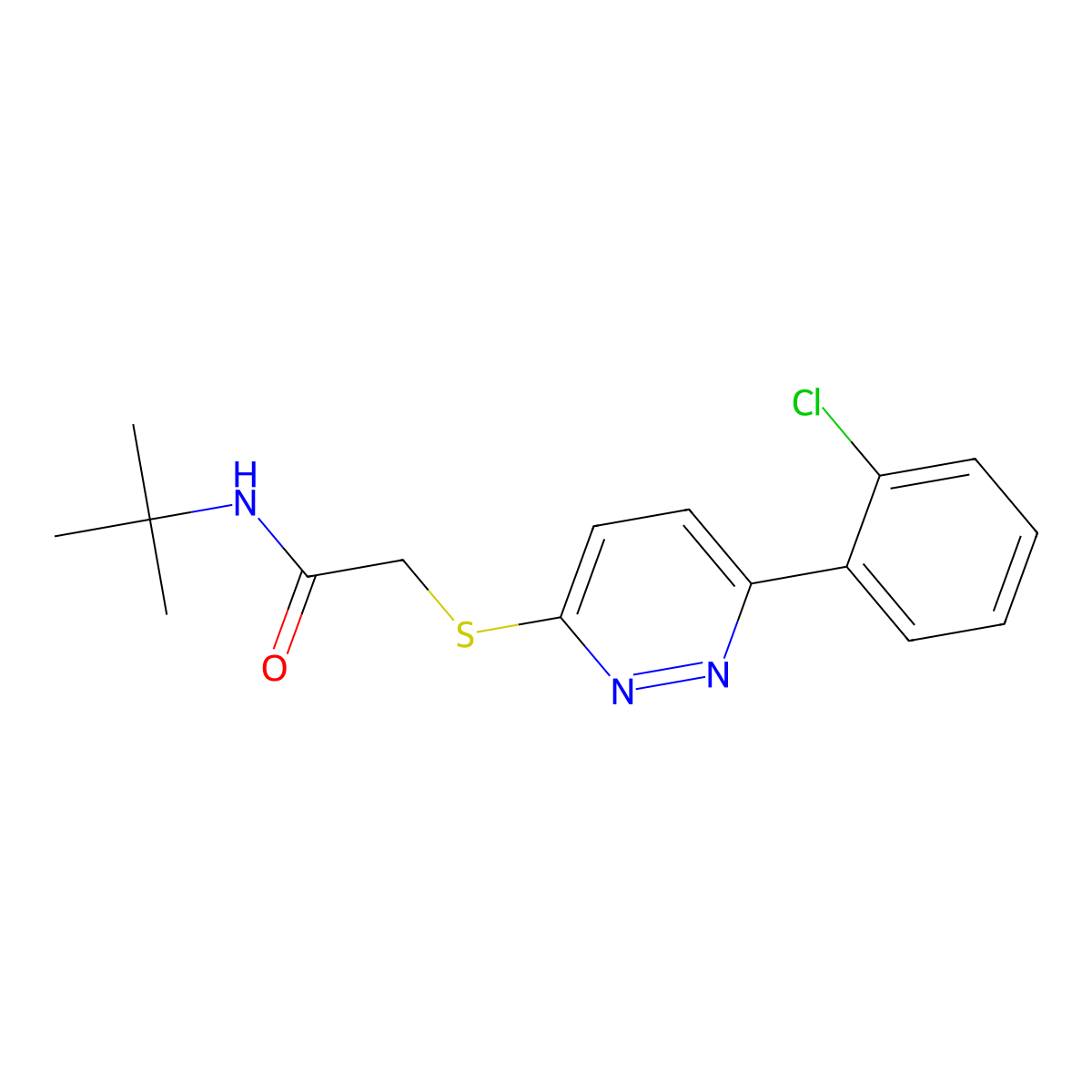 N-(tert-butyl)-2-((6-(2-chlorophenyl)pyridazin-3-yl)thio)acetamide molecular structure, CAS 1428378-75-9