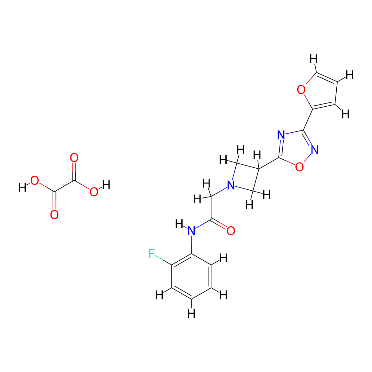 N-(2-fluorophenyl)-2-(3-(3-(furan-2-yl)-1,2,4-oxadiazol-5-yl)azetidin-1-yl)acetamide oxalate molecular structure, CAS 1428379-05-8