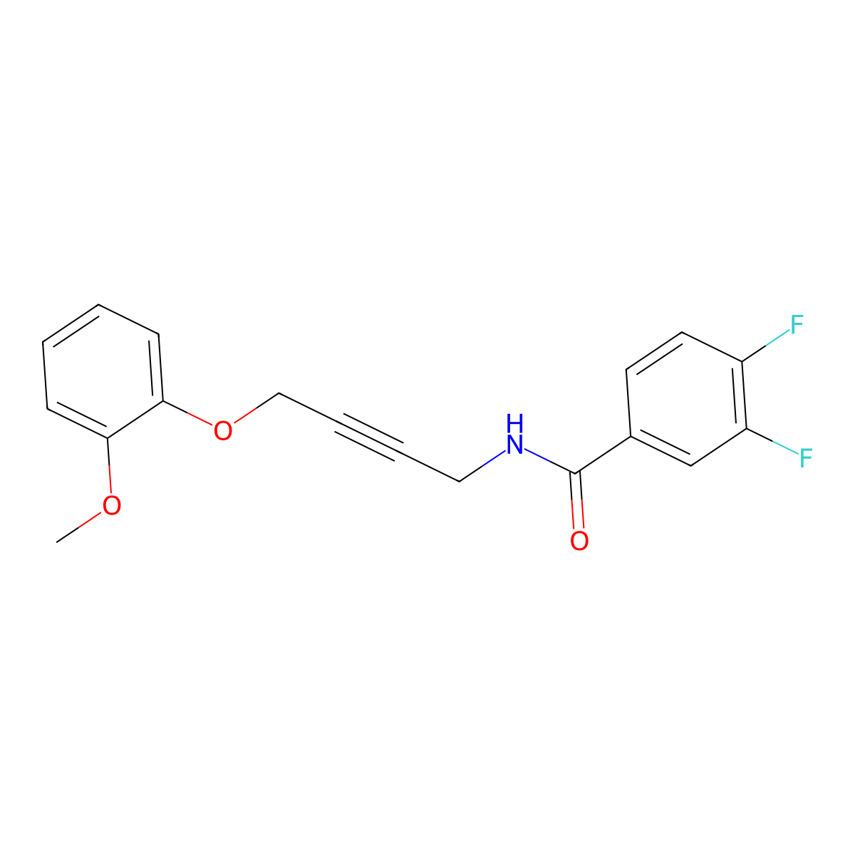3,4-Difluoro-N-[4-(2-methoxyphenoxy)but-2-YN-1-YL]benzamide molecular structure, CAS 1428379-07-0