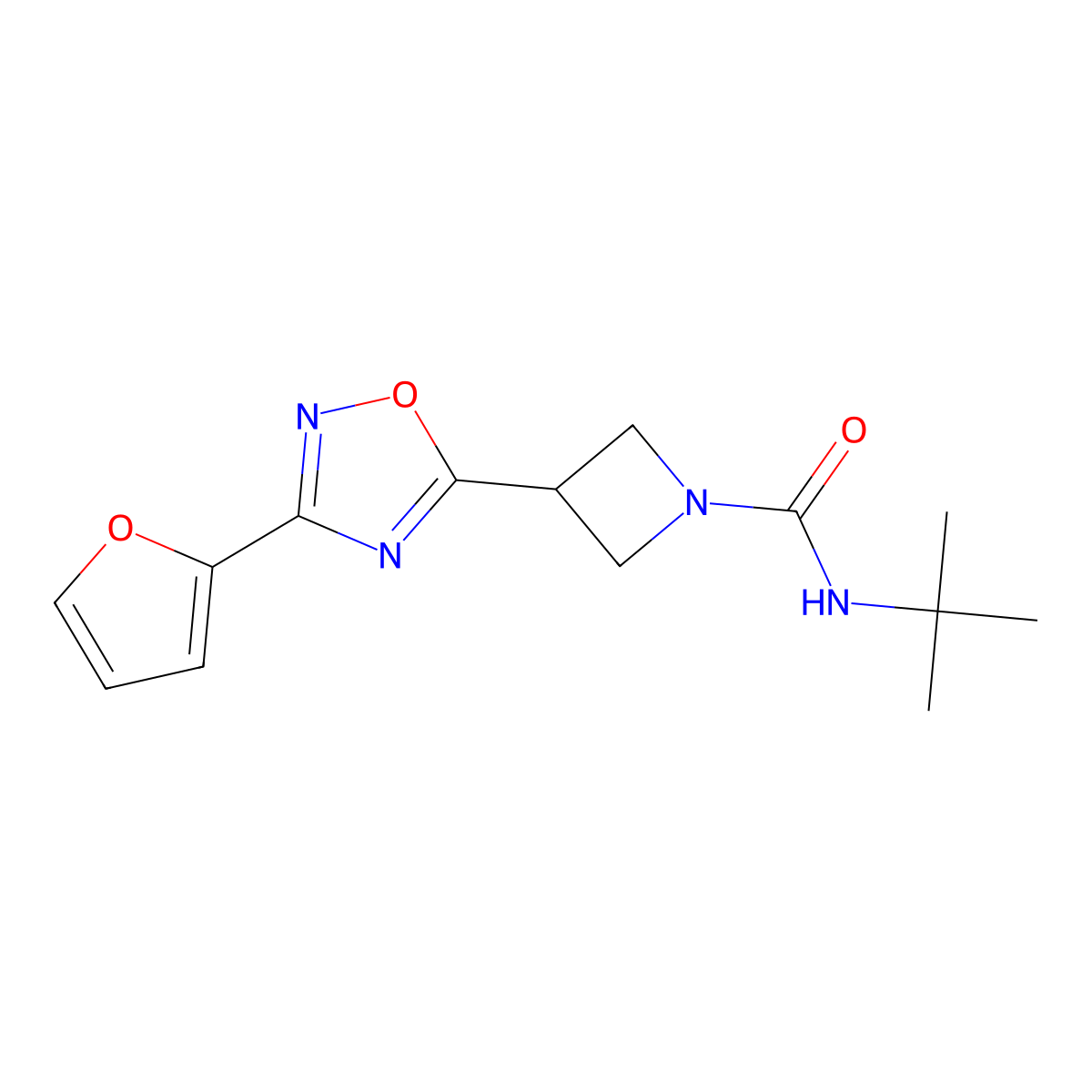 N-Tert-butyl-3-[3-(furan-2-YL)-1,2,4-oxadiazol-5-YL]azetidine-1-carboxamide molecular structure, CAS 1428379-15-0