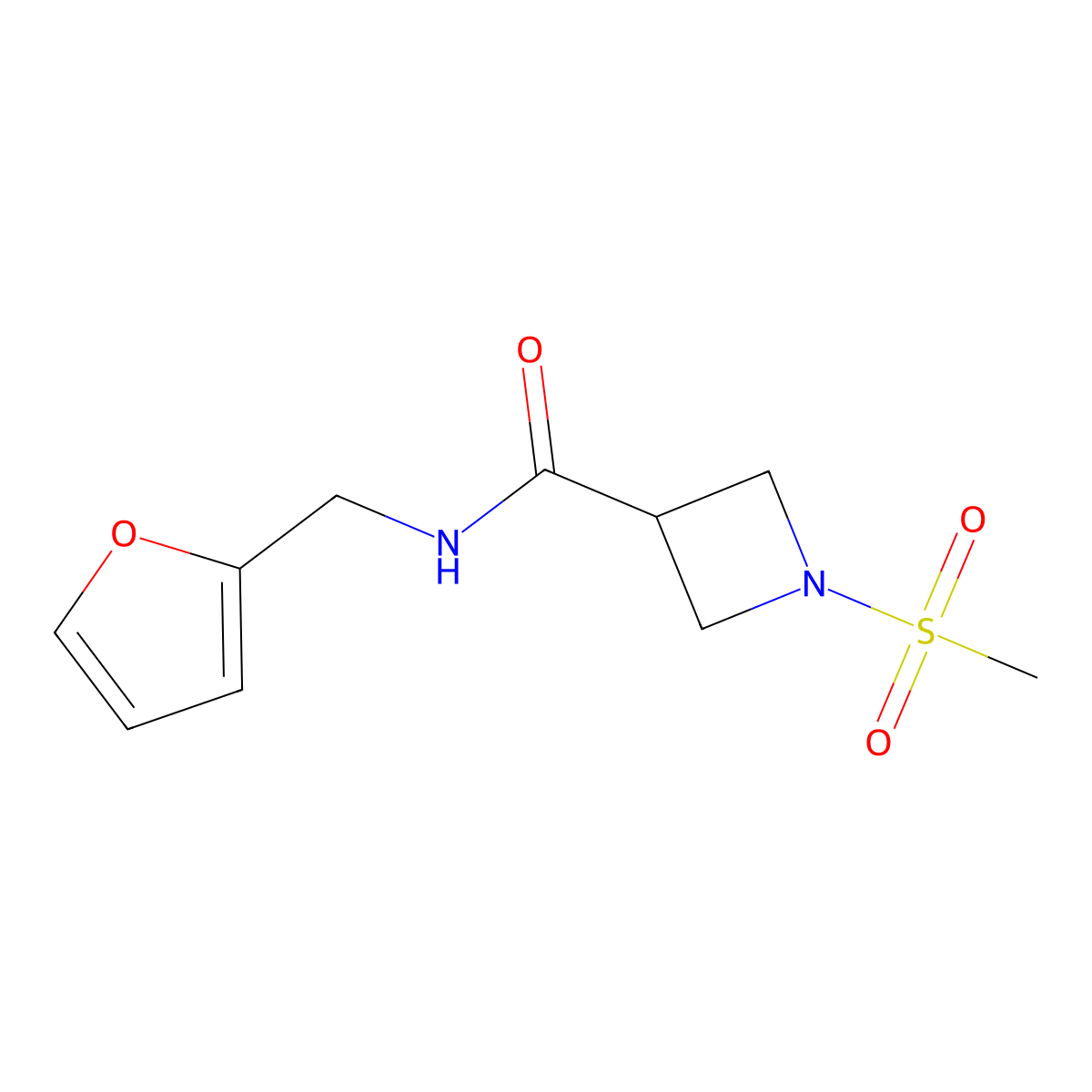 N-(furan-2-ylmethyl)-1-(methylsulfonyl)azetidine-3-carboxamide molecular structure, CAS 1428379-17-2