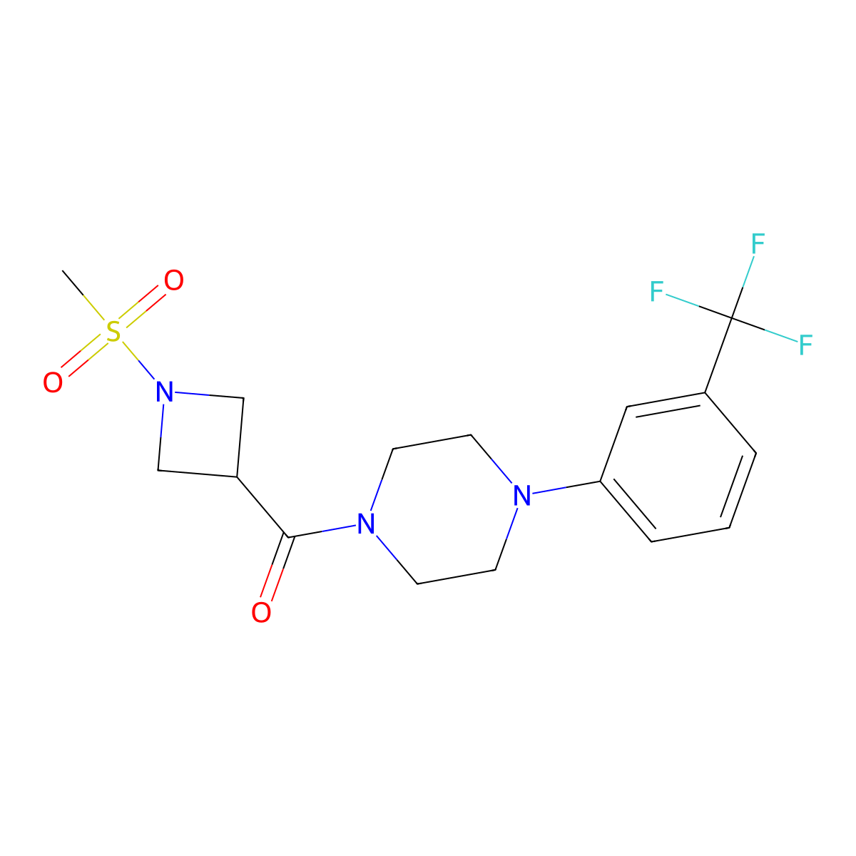 (1-(Methylsulfonyl)azetidin-3-yl)(4-(3-(trifluoromethyl)phenyl)piperazin-1-yl)methanone molecular structure, CAS 1428379-20-7