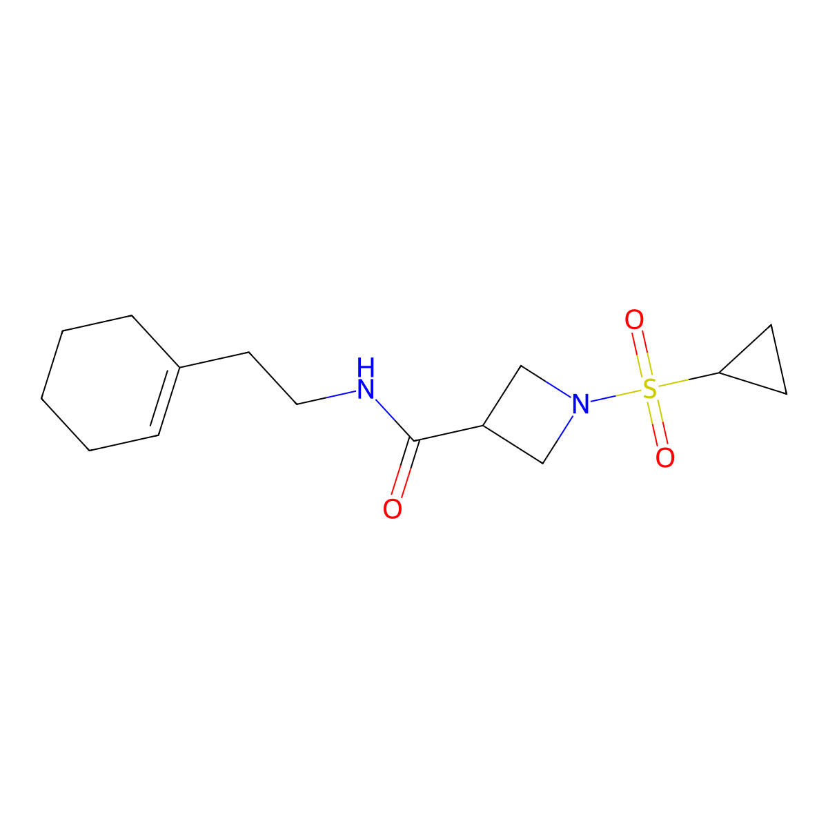 N-(2-(cyclohex-1-en-1-yl)ethyl)-1-(cyclopropylsulfonyl)azetidine-3-carboxamide molecular structure, CAS 1428379-27-4