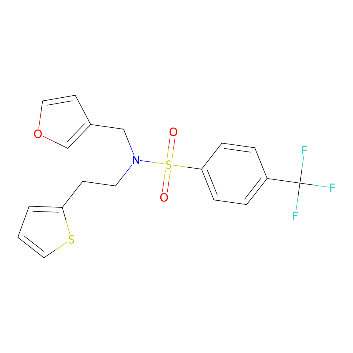 N-(furan-3-ylmethyl)-N-(2-(thiophen-2-yl)ethyl)-4-(trifluoromethyl)benzenesulfonamide molecular structure, CAS 1428379-28-5