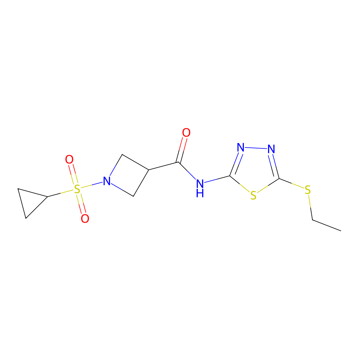 1-(cyclopropylsulfonyl)-N-(5-(ethylthio)-1,3,4-thiadiazol-2-yl)azetidine-3-carboxamide molecular structure, CAS 1428379-38-7