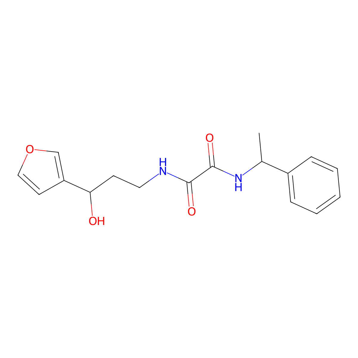 N1-(3-(furan-3-yl)-3-hydroxypropyl)-N2-(1-phenylethyl)oxalamide molecular structure, CAS 1428379-42-3