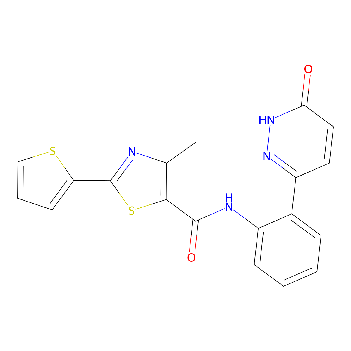 4-methyl-N-[2-(6-oxo-1,6-dihydropyridazin-3-yl)phenyl]-2-(thiophen-2-yl)-1,3-thiazole-5-carboxamide molecular structure, CAS 1428379-55-8