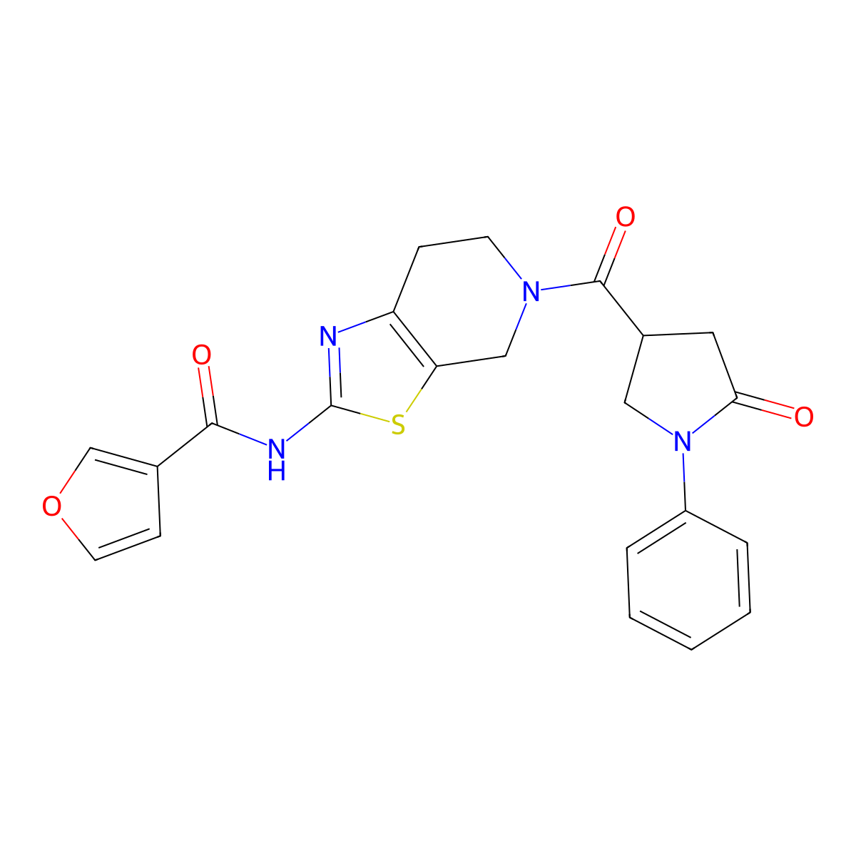 N-(5-(5-oxo-1-phenylpyrrolidine-3-carbonyl)-4,5,6,7-tetrahydrothiazolo[5,4-c]pyridin-2-yl)furan-3-carboxamide molecular structure, CAS 1428379-58-1