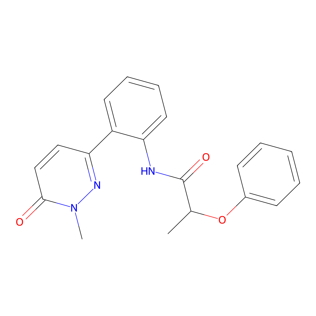 N-[2-(1-methyl-6-oxo-1,6-dihydropyridazin-3-yl)phenyl]-2-phenoxypropanamide molecular structure, CAS 1428379-61-6