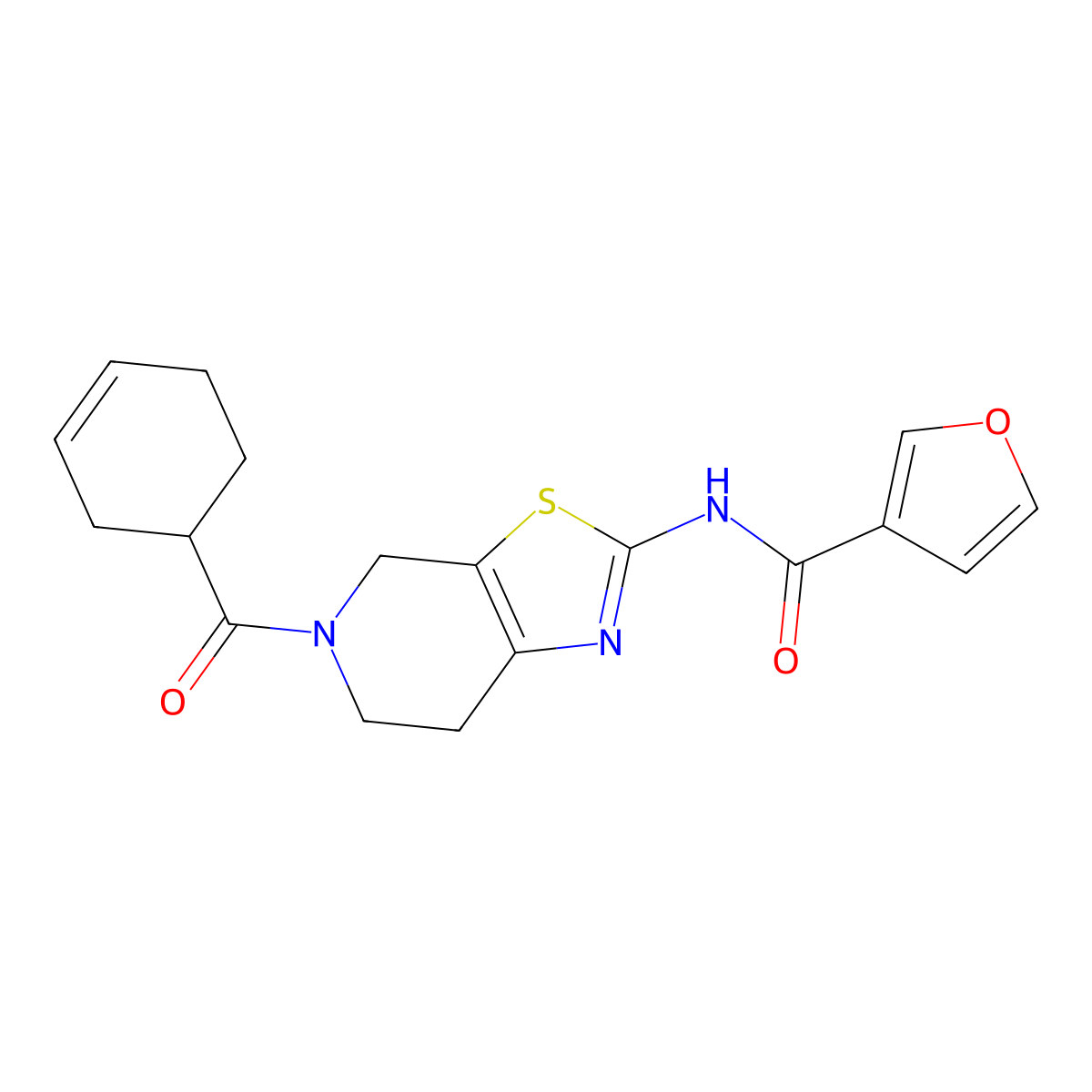N-(5-(cyclohex-3-enecarbonyl)-4,5,6,7-tetrahydrothiazolo[5,4-c]pyridin-2-yl)furan-3-carboxamide molecular structure, CAS 1428379-62-7