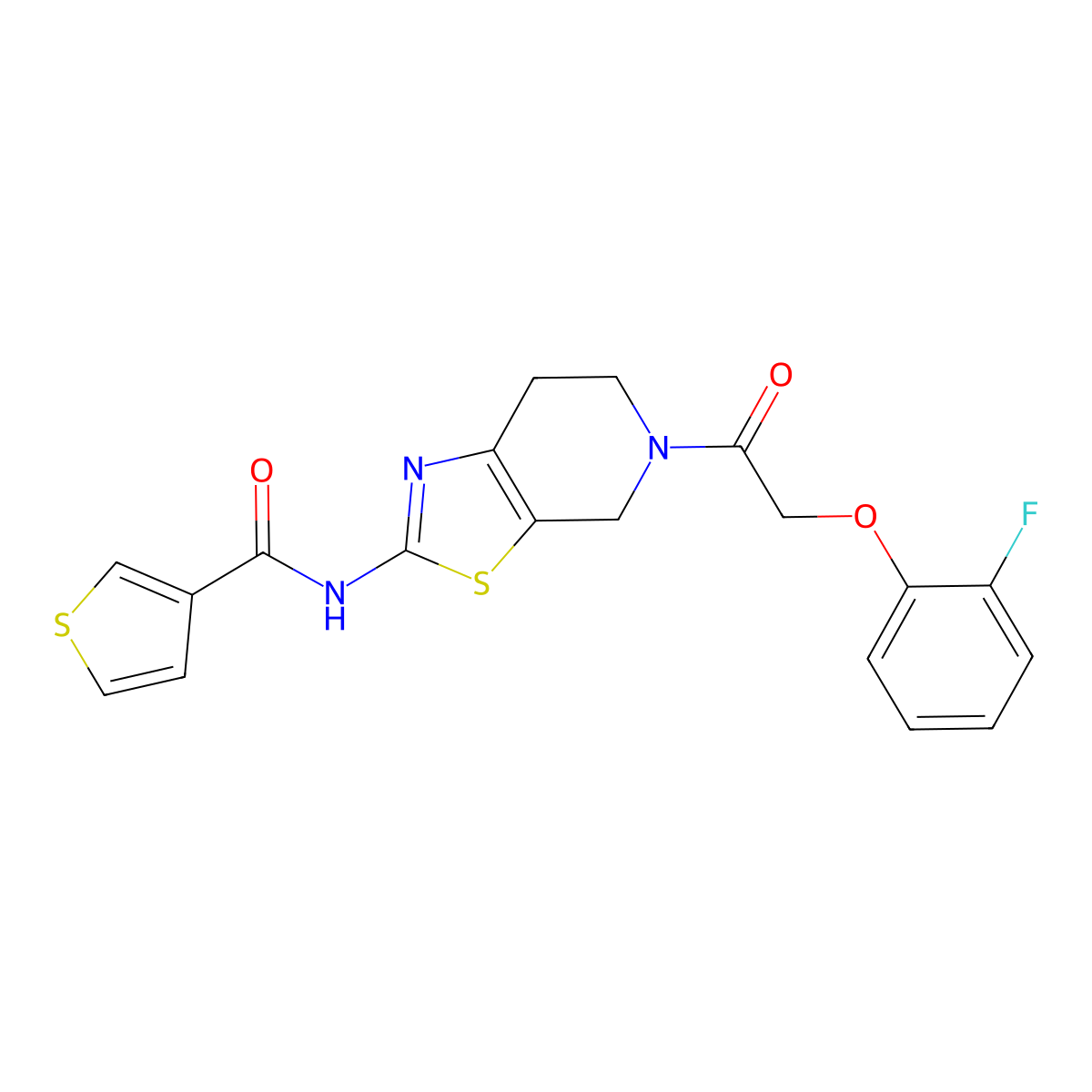 N-(5-(2-(2-fluorophenoxy)acetyl)-4,5,6,7-tetrahydrothiazolo[5,4-c]pyridin-2-yl)thiophene-3-carboxamide molecular structure, CAS 1428379-66-1