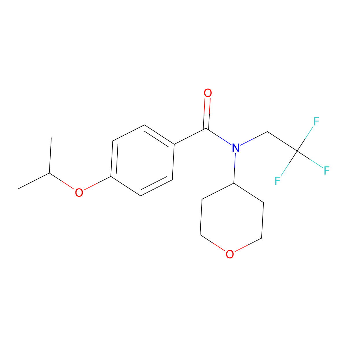 4-isopropoxy-N-(tetrahydro-2H-pyran-4-yl)-N-(2,2,2-trifluoroethyl)benzamide molecular structure, CAS 1428379-74-1