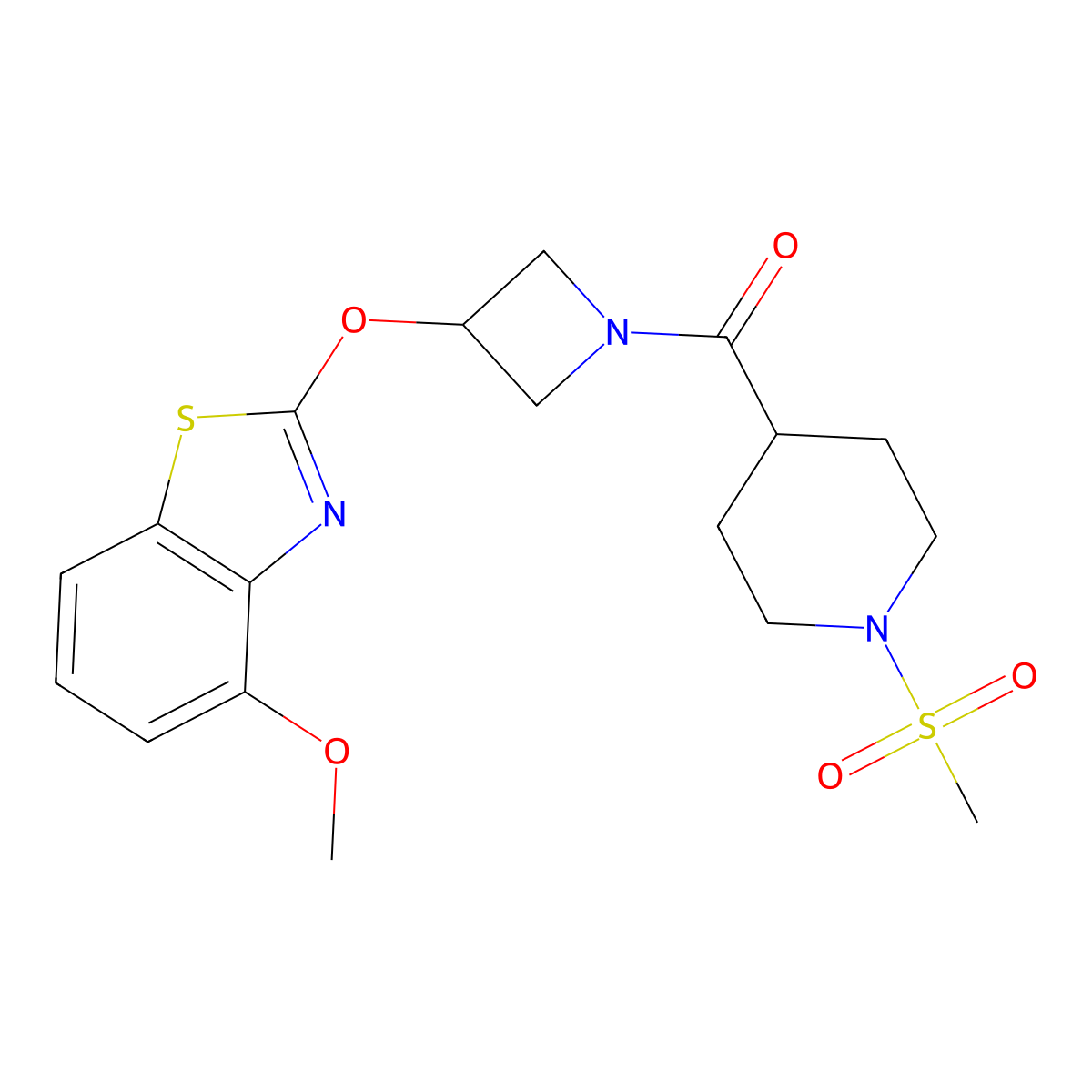 (3-((4-Methoxybenzo[d]thiazol-2-yl)oxy)azetidin-1-yl)(1-(methylsulfonyl)piperidin-4-yl)methanone molecular structure, CAS 1428379-76-3